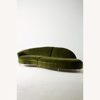 Anthropologie Green Velvet Serpentine Sofa
