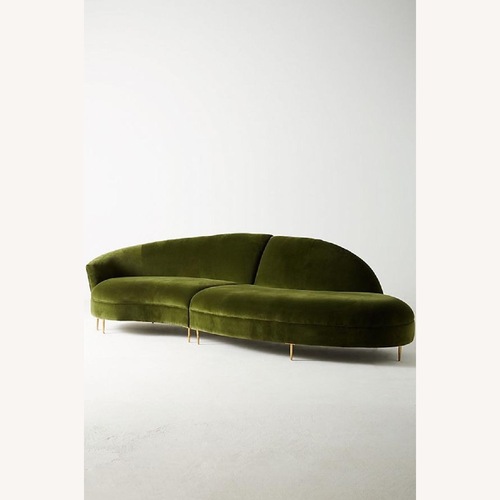 Used Anthropologie Green Velvet Serpentine Sofa for sale on AptDeco