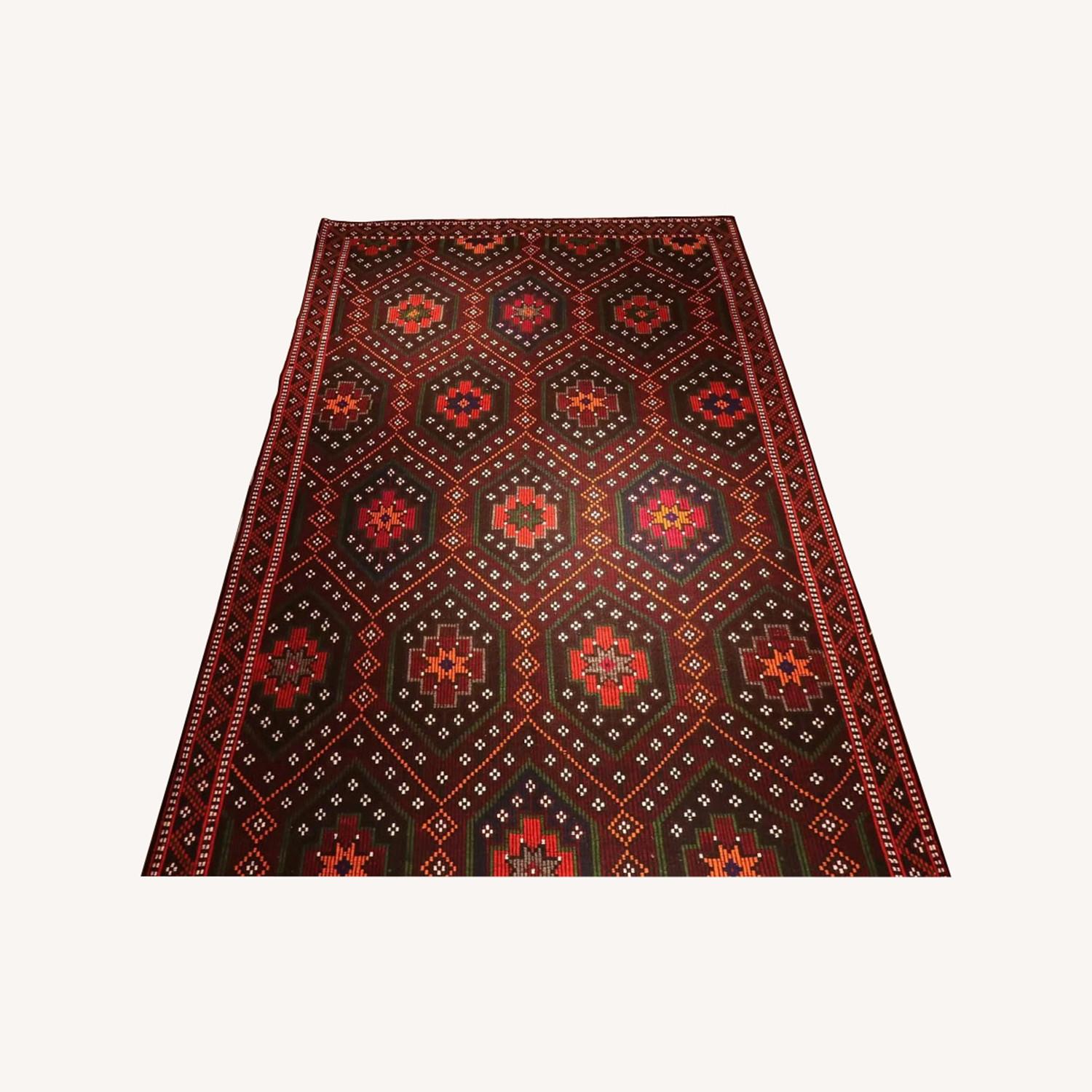 Mid-Century Tribal Cecim Rug Chestnut/Clementine - image-0