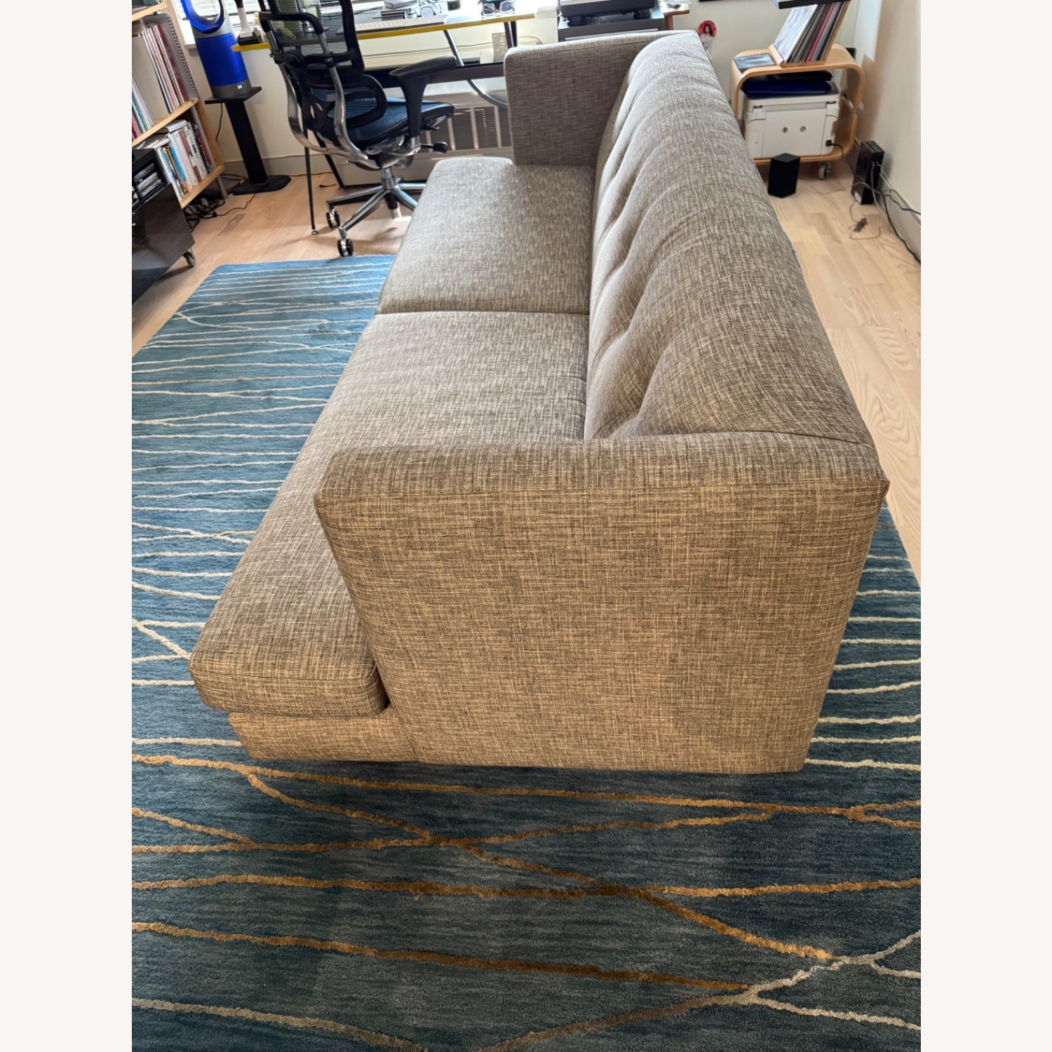 CB2 Avec Sofa Grey W Brushed Metal Legs  - image-2