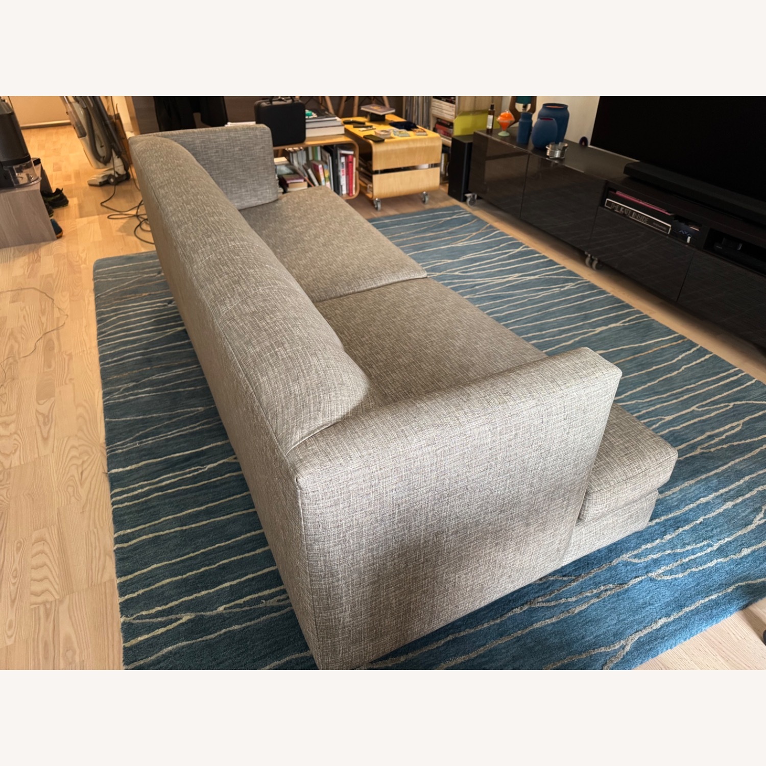 CB2 Avec Sofa Grey W Brushed Metal Legs  - image-3