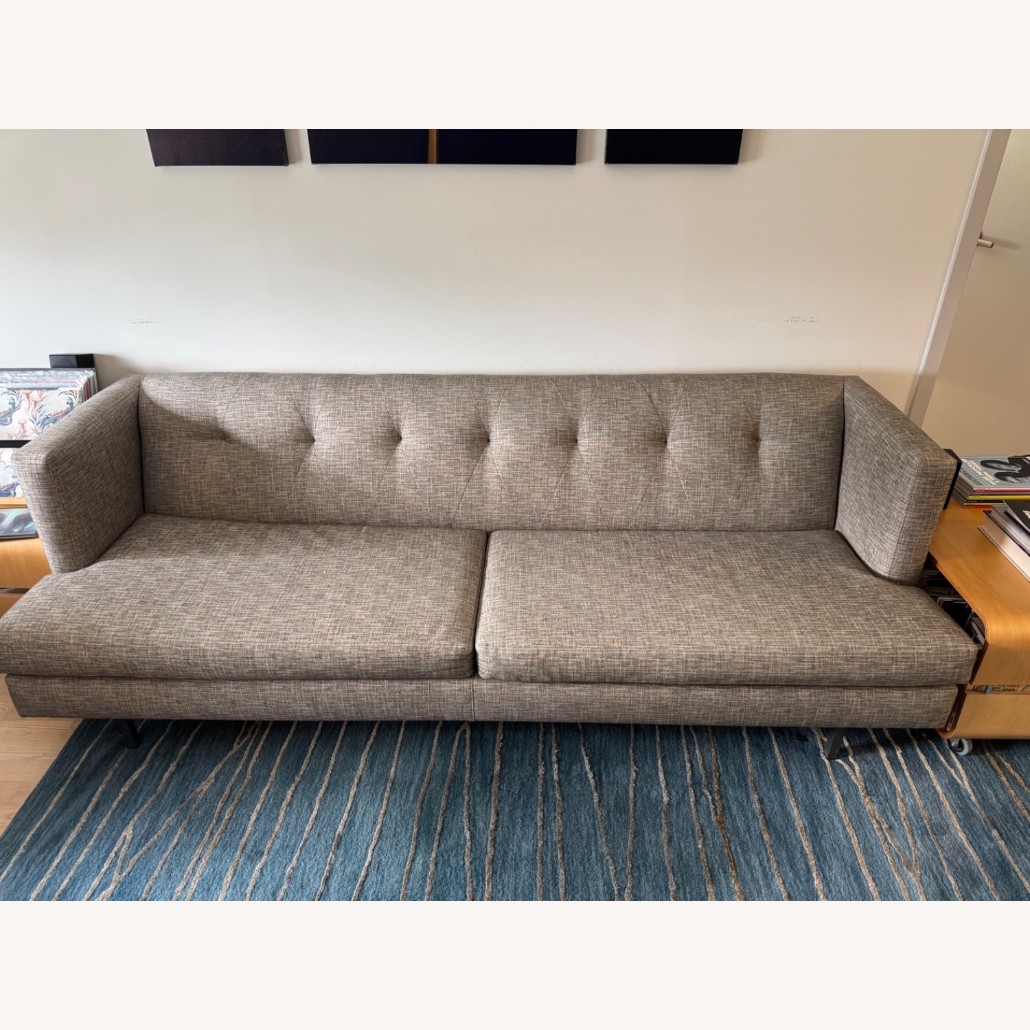 CB2 Avec Sofa Grey W Brushed Metal Legs  - image-1