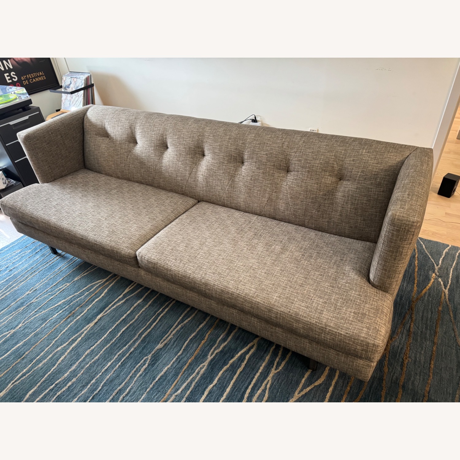 CB2 Avec Sofa Grey W Brushed Metal Legs - AptDeco