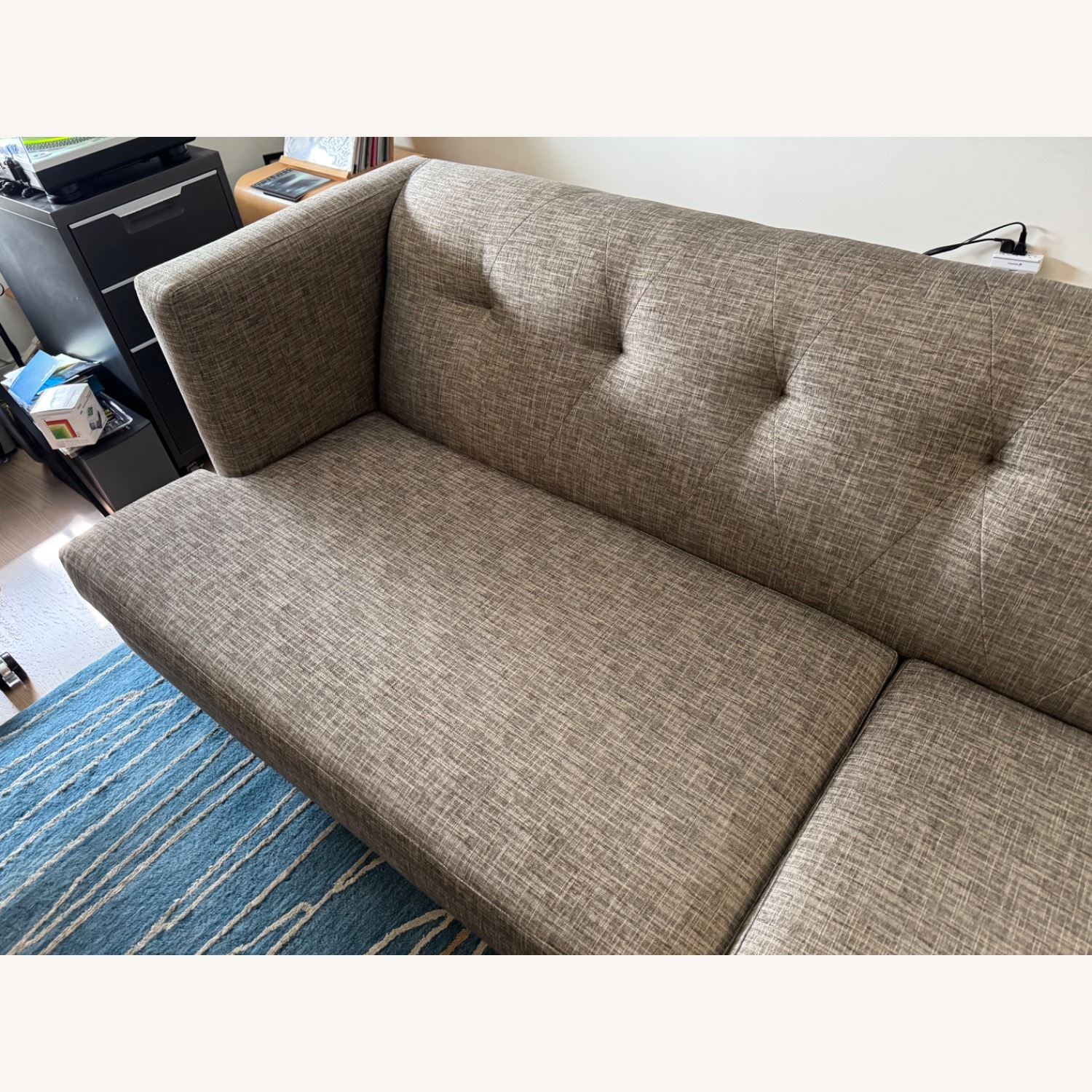 CB2 Avec Sofa Grey W Brushed Metal Legs  - image-9