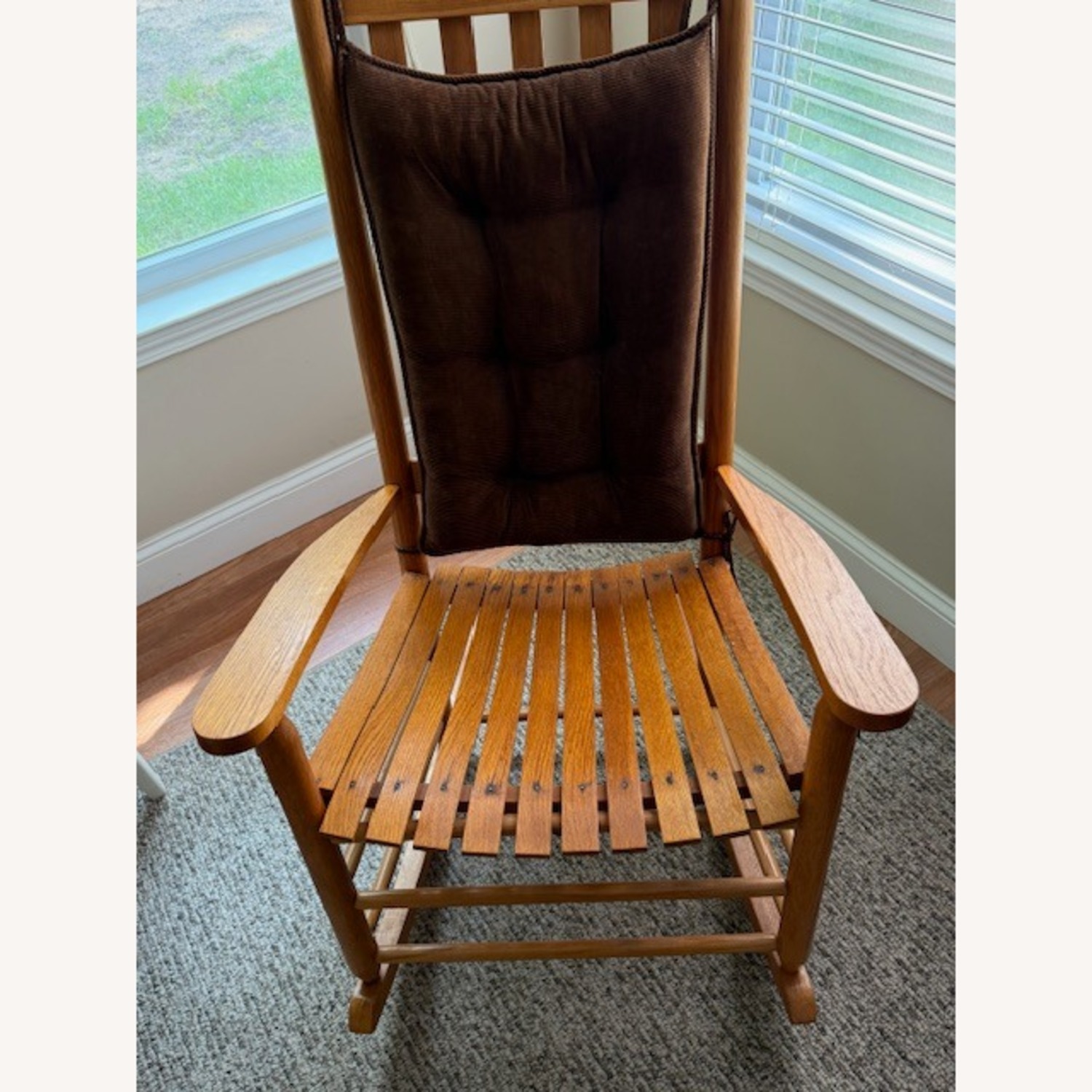 Solid Oak Country Style Rocking Chair - AptDeco