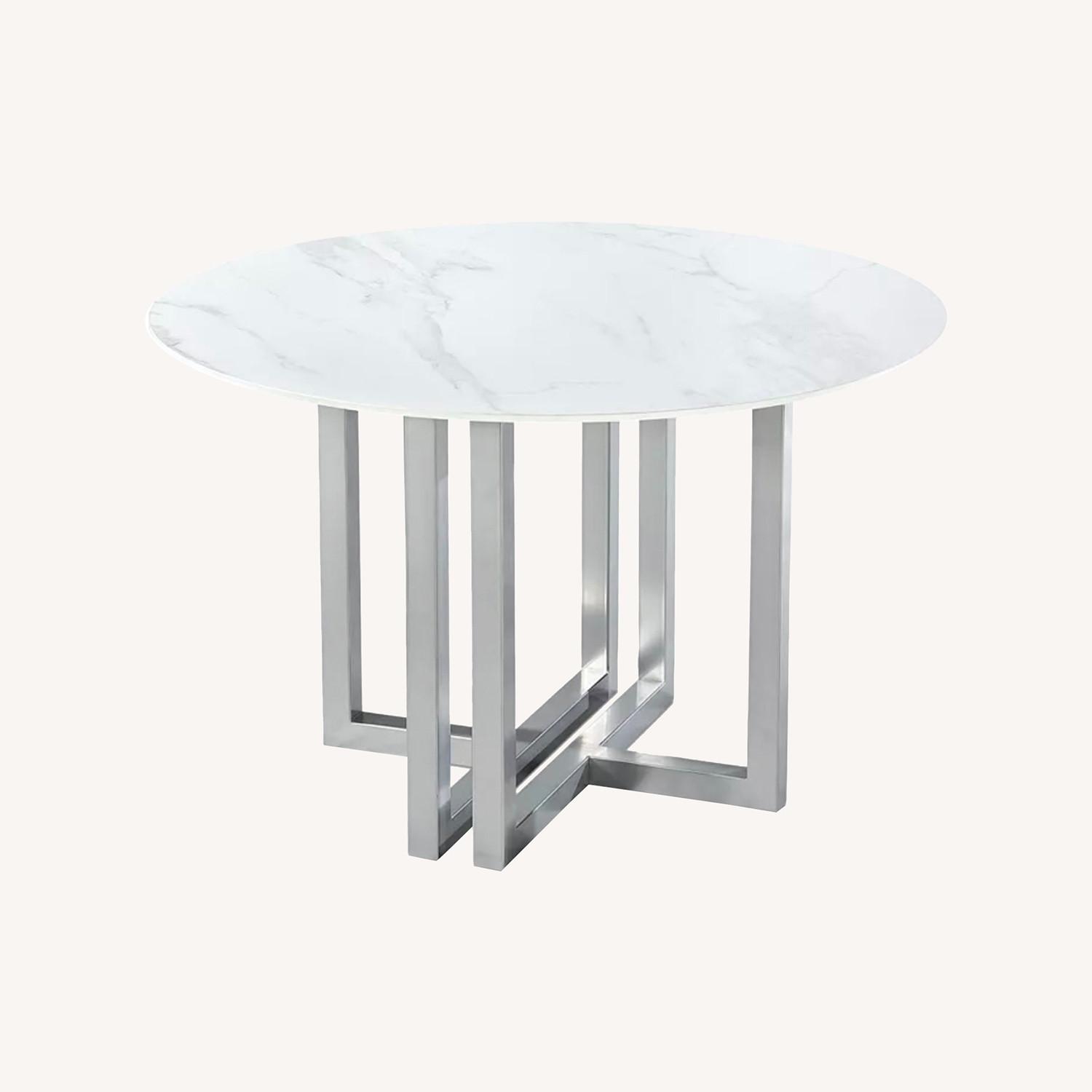 Round Sintered Stone Dining Table with 4 chairs - image-0