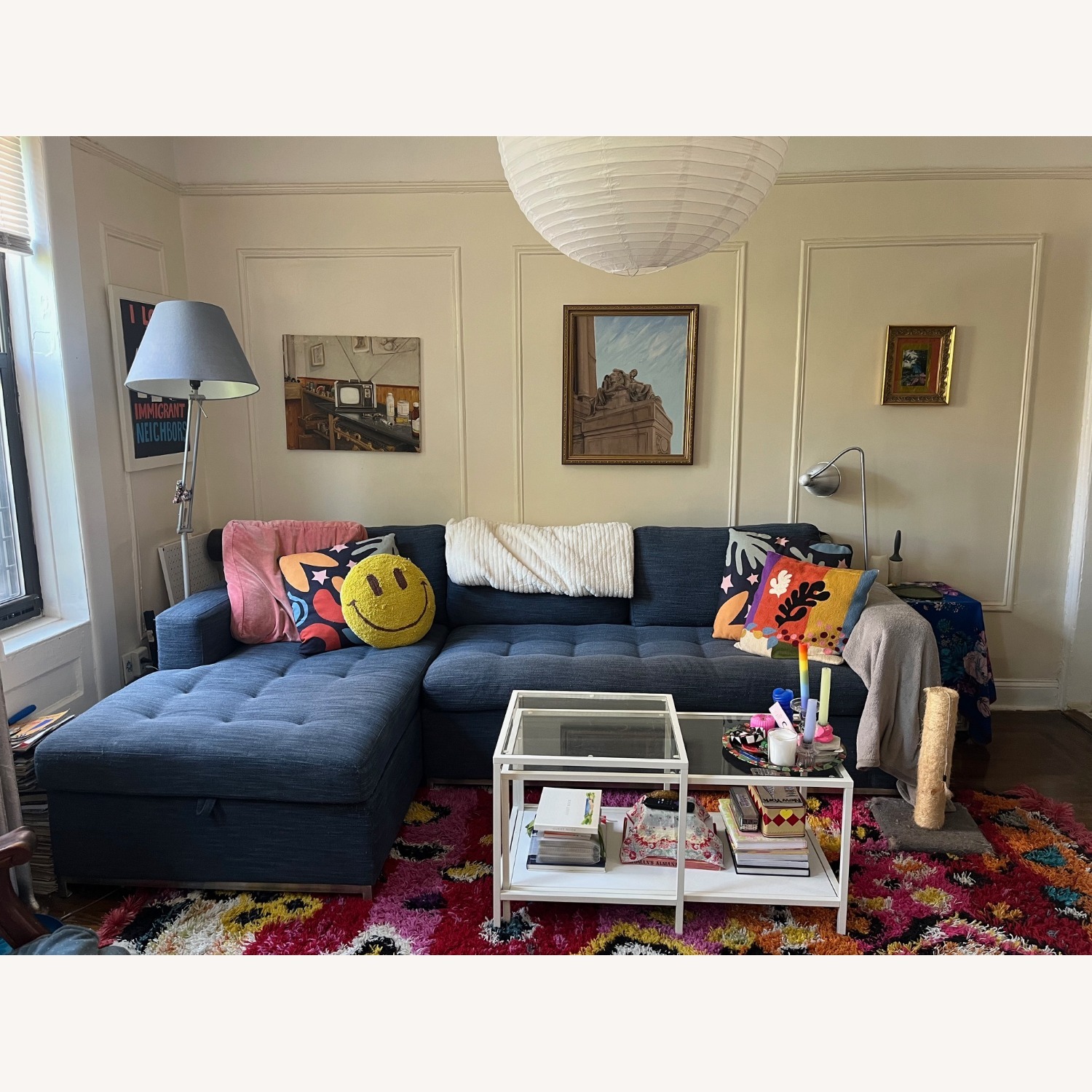 Article Soma Navy Blue Sectional (L) Sofa Bed - image-1