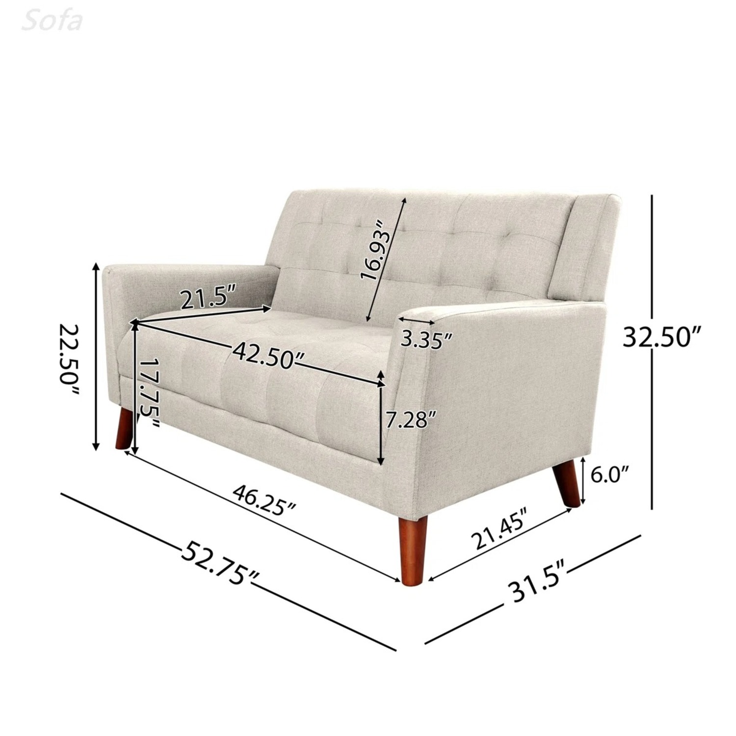 Greenmont 31.5" Square Arm Loveseat - image-2