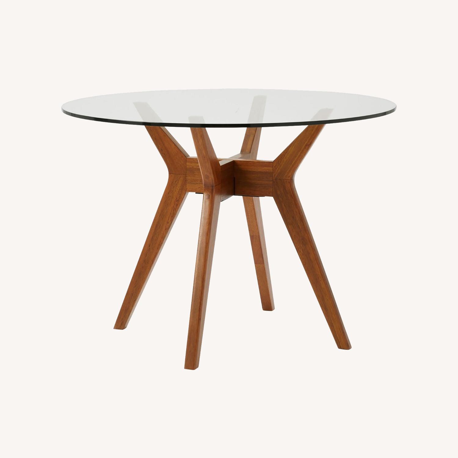 West Elm Jensen Round Table, Walnut/Glass - image-0