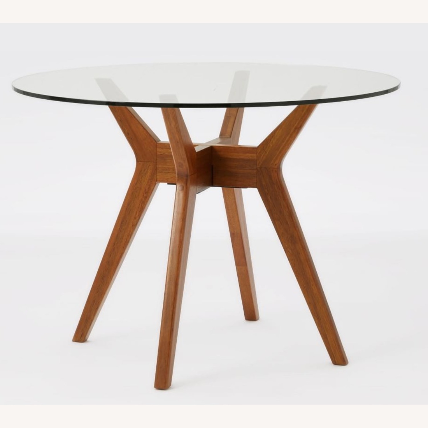 West Elm Jensen Round Table, Walnut/Glass - image-1