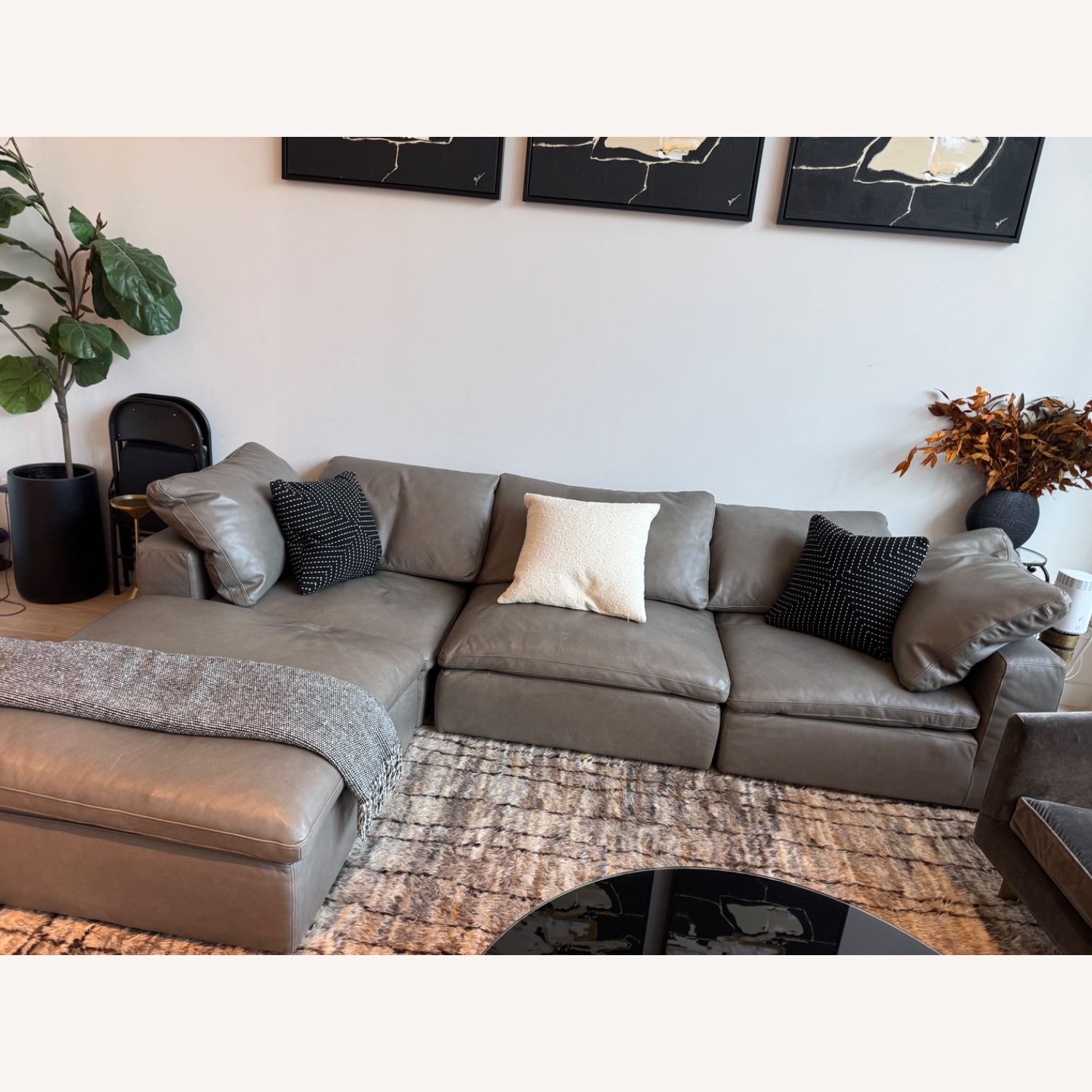 Restoration Hardware Cloud Leather Sectional - image-1