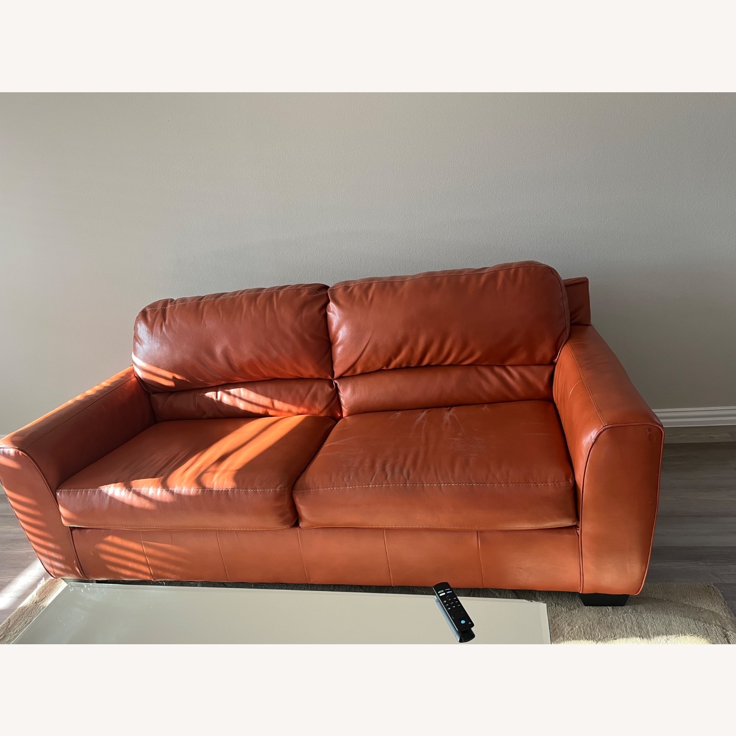 Orange Leather Sofa - image-2