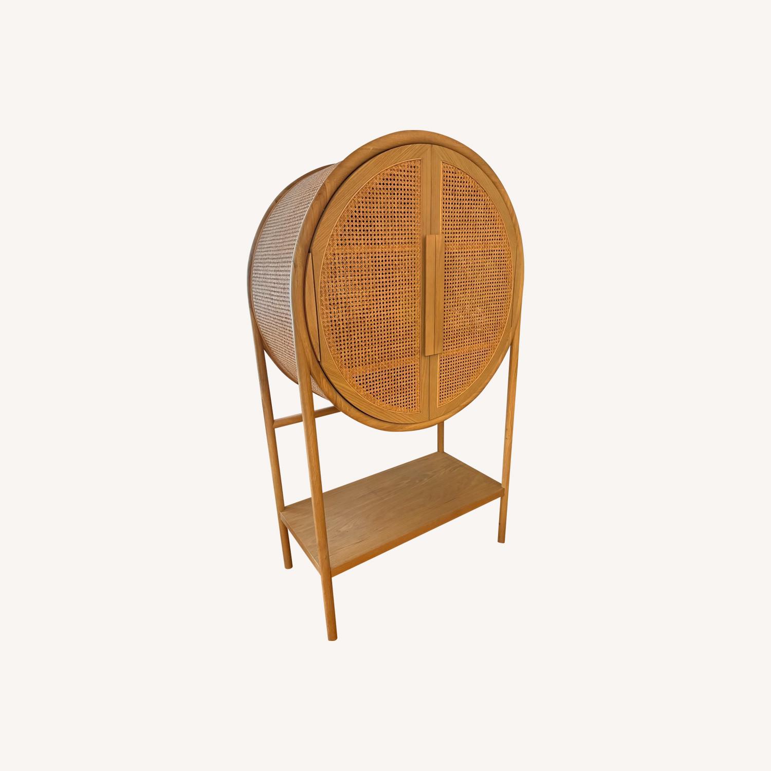 Crate & Barrel Cane Bar Cabinet - image-0