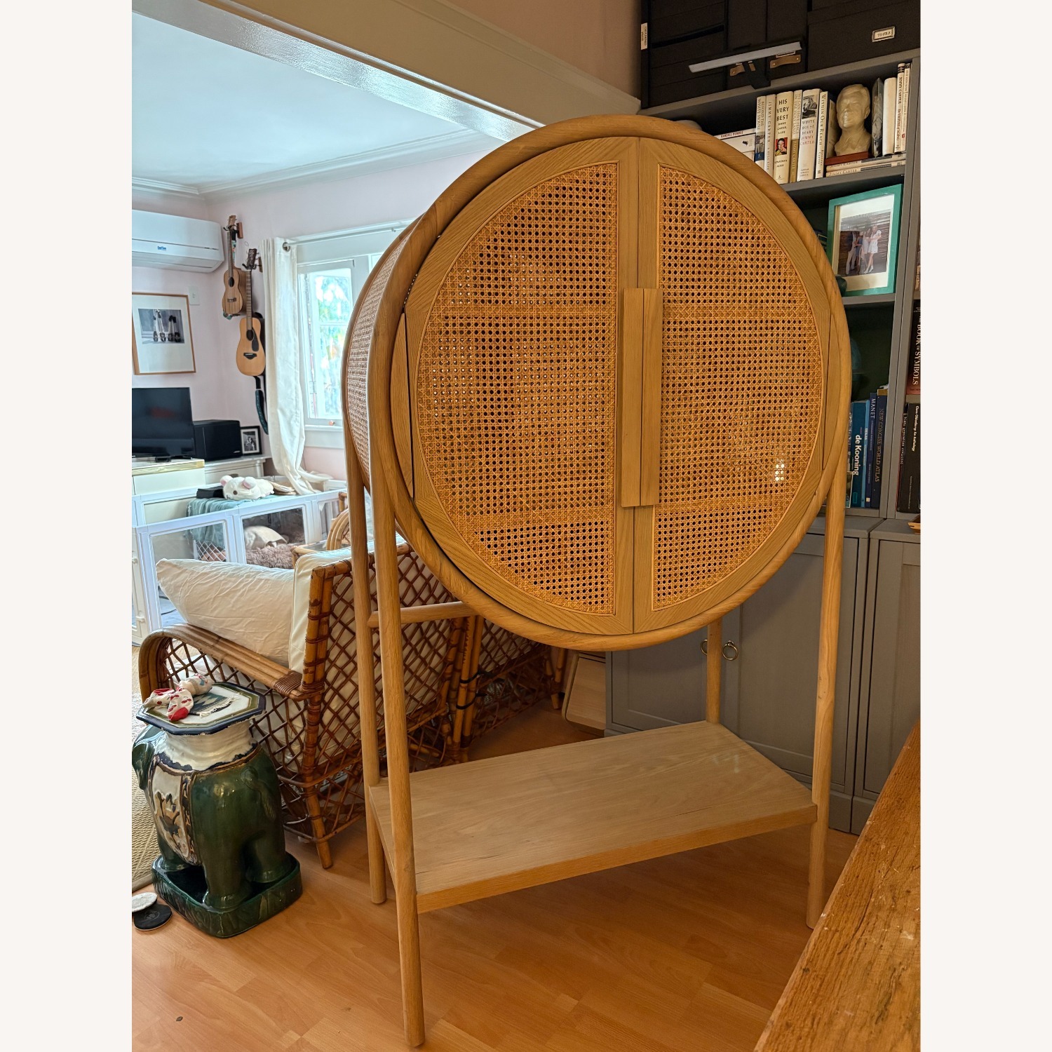 Crate & Barrel Cane Bar Cabinet - image-3