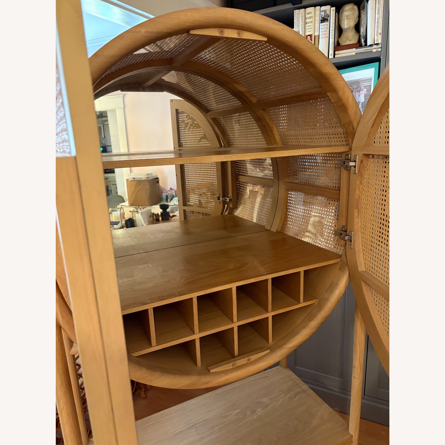 Crate & Barrel Cane Bar Cabinet - image-5