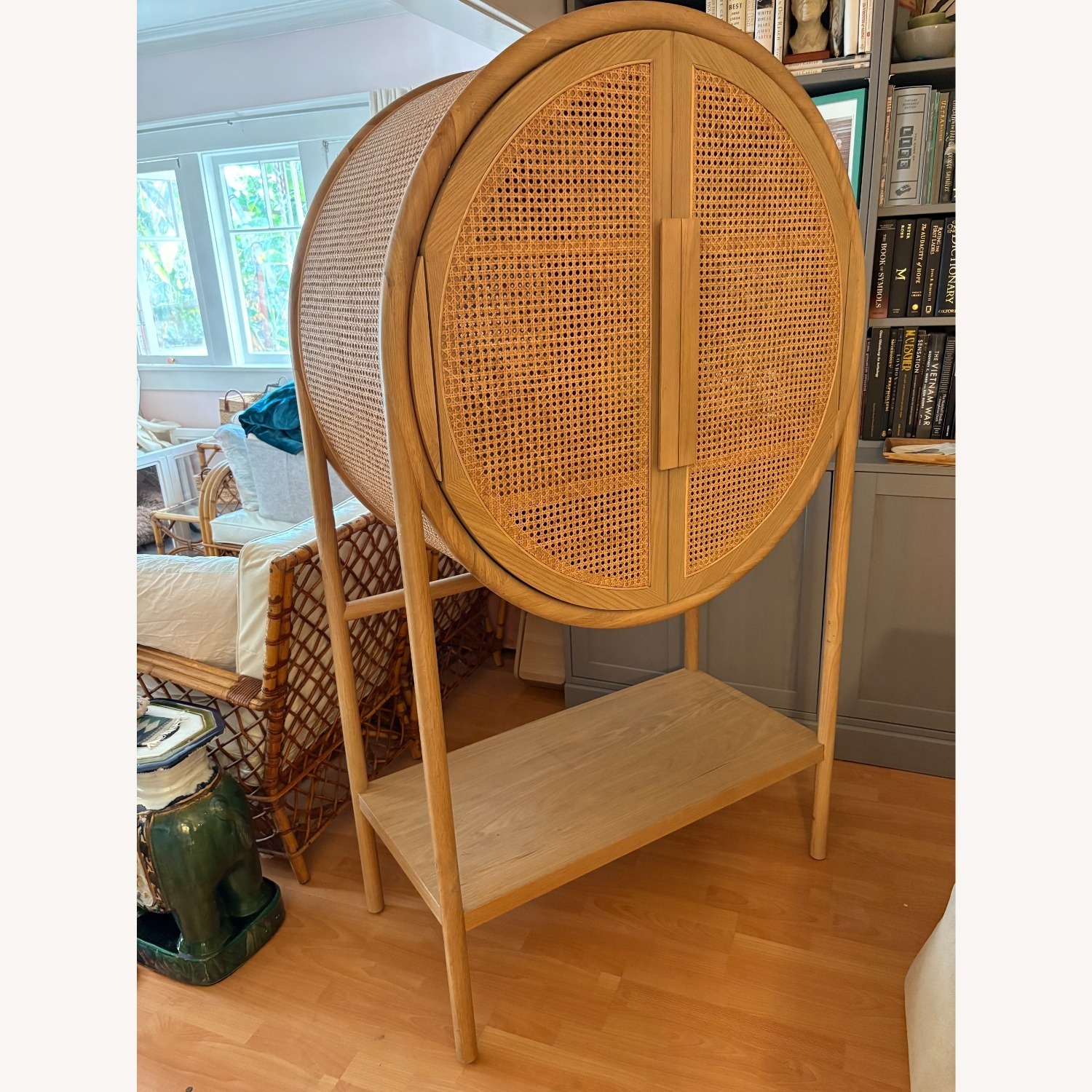 Crate & Barrel Cane Bar Cabinet - image-1