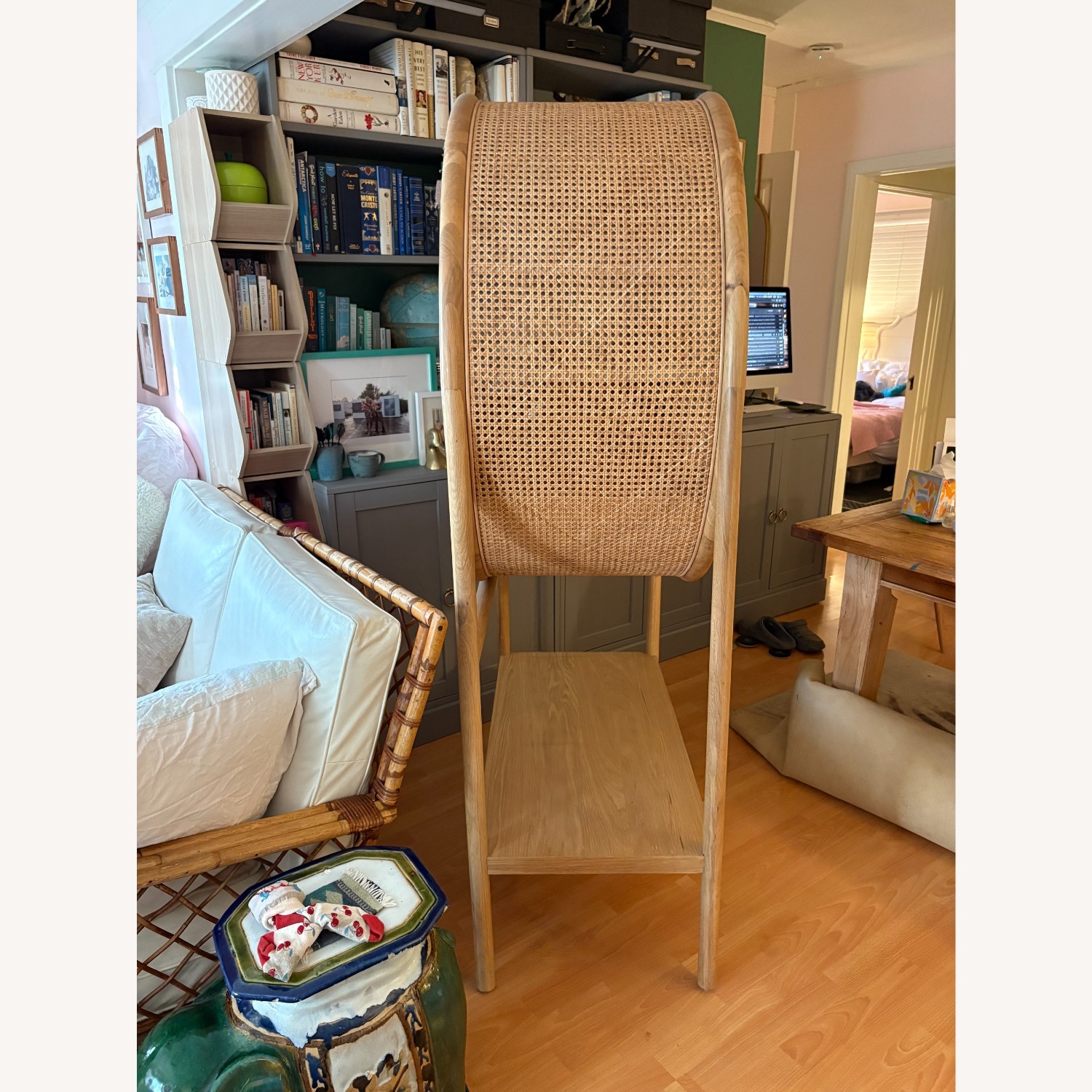 Crate & Barrel Cane Bar Cabinet - image-2