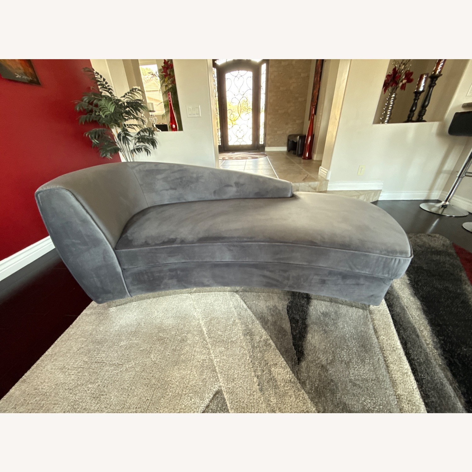 Meridian Julian Grey Velvet Chaise - image-2
