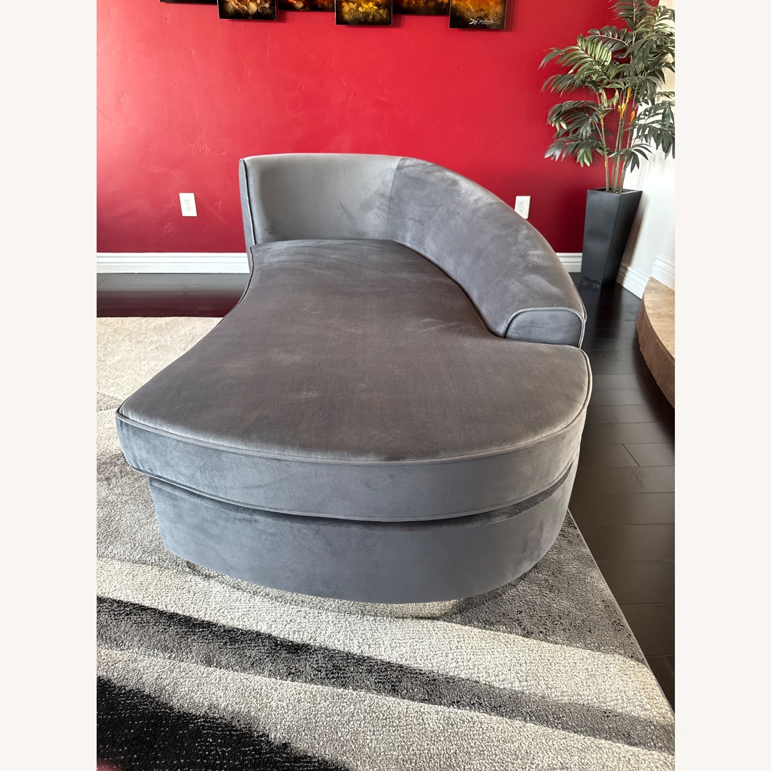 Meridian Julian Grey Velvet Chaise - image-3