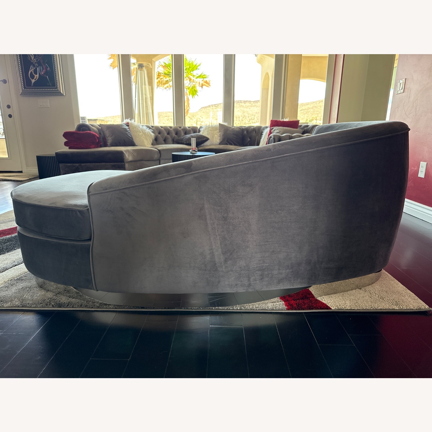 Meridian Julian Grey Velvet Chaise - image-4