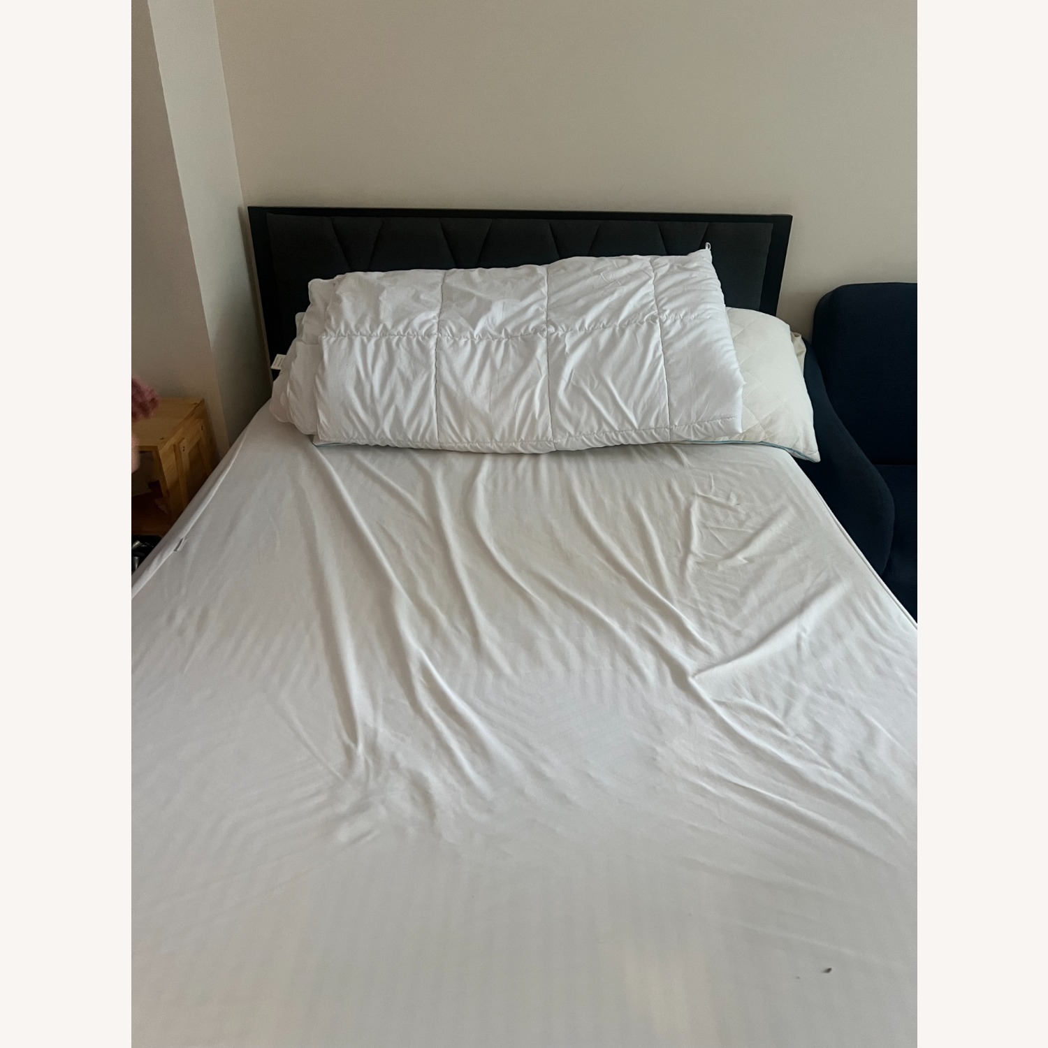 Full Size Metal Bed Frame & Grey Fabric Headboard  - image-3