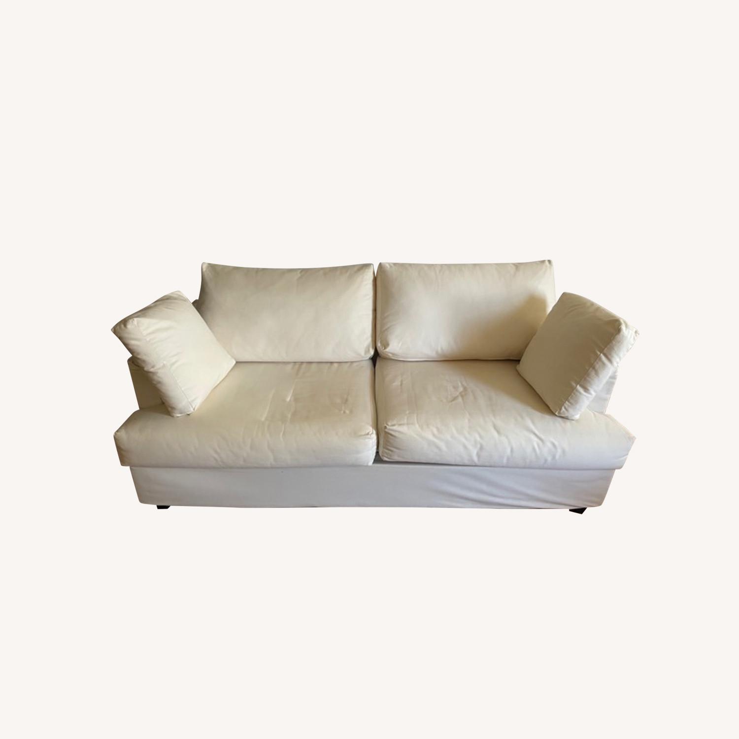 IKEA Square Arm 2-Seat White Sofa (77.5”) - image-0