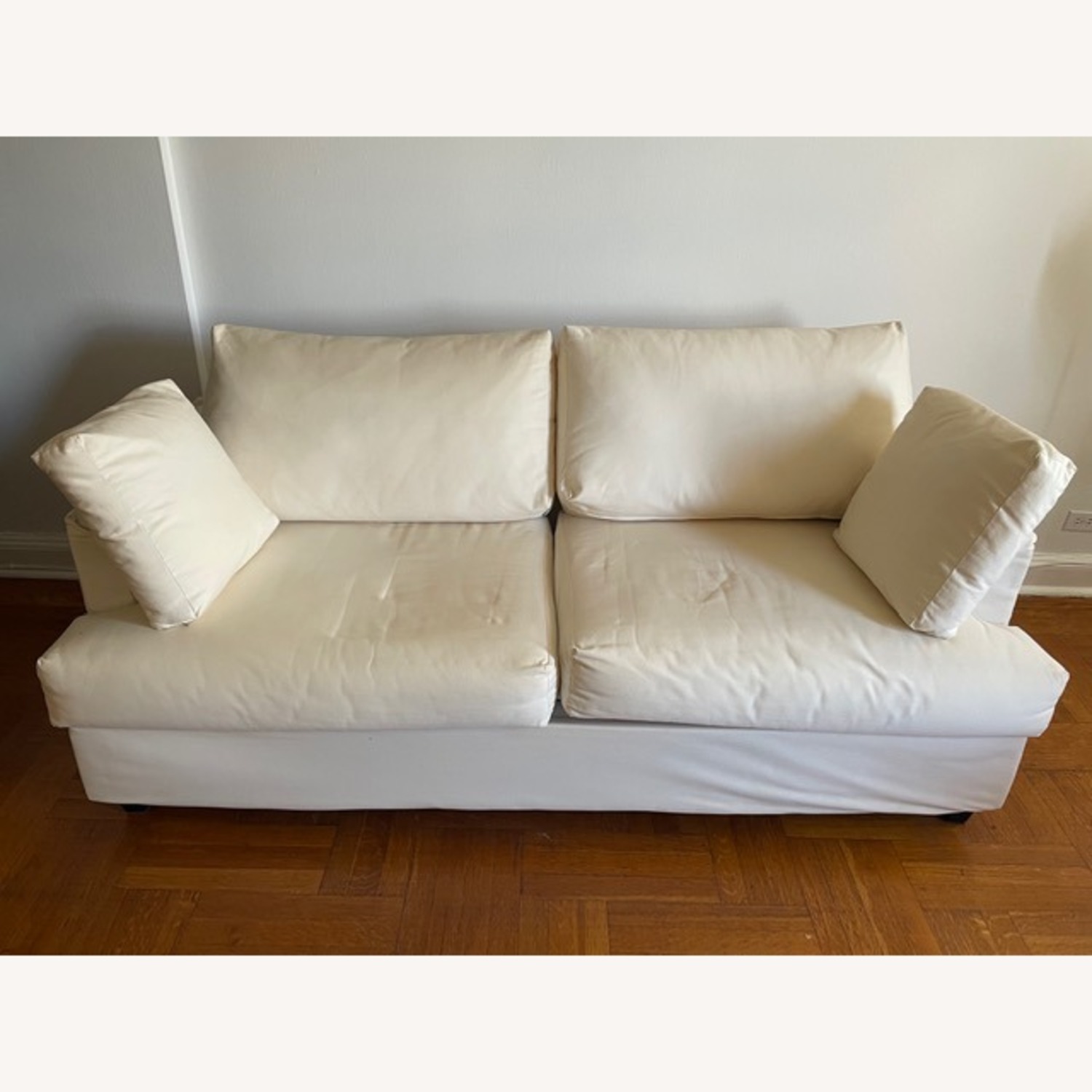 IKEA Square Arm 2-Seat White Sofa (77.5”) - image-1