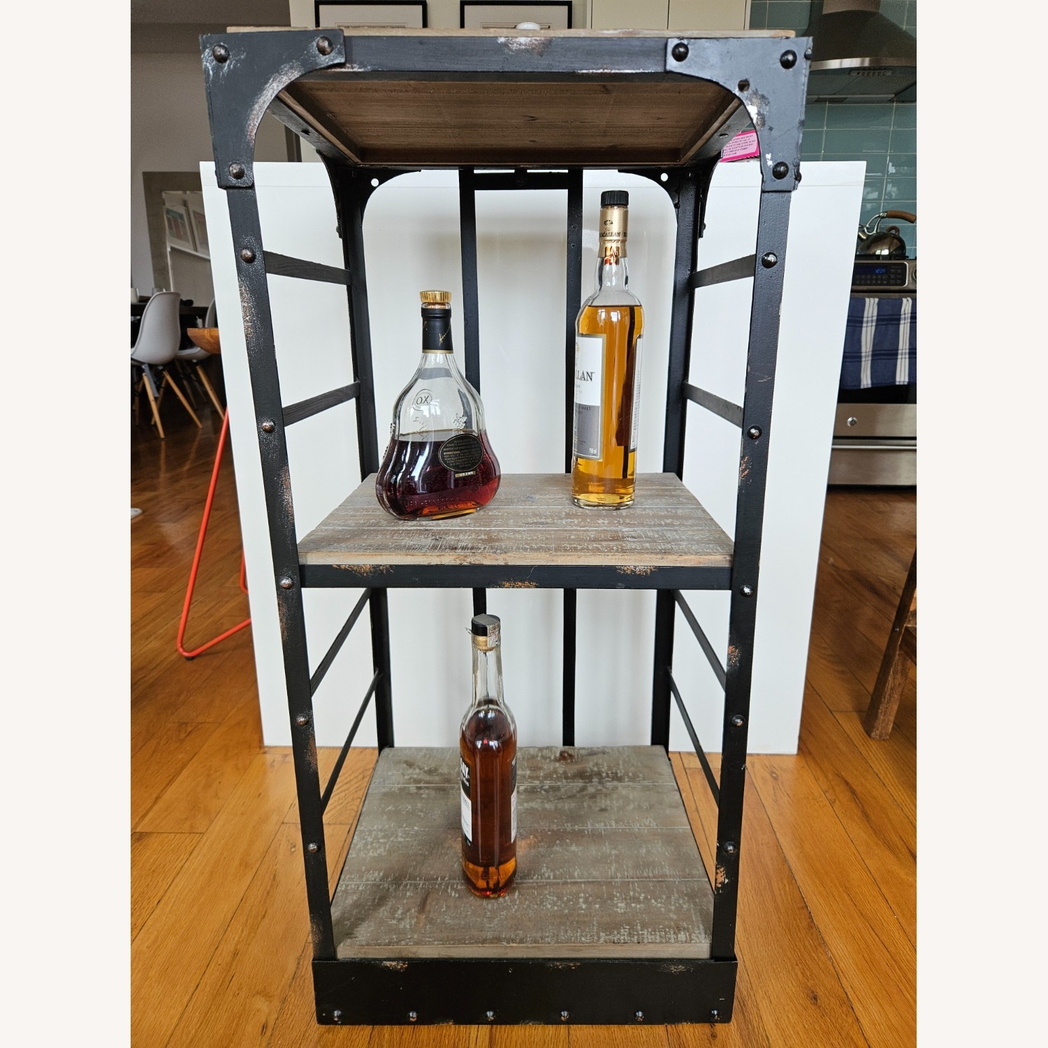 A Pair of Industrial Wood+Metal Shelves - image-1