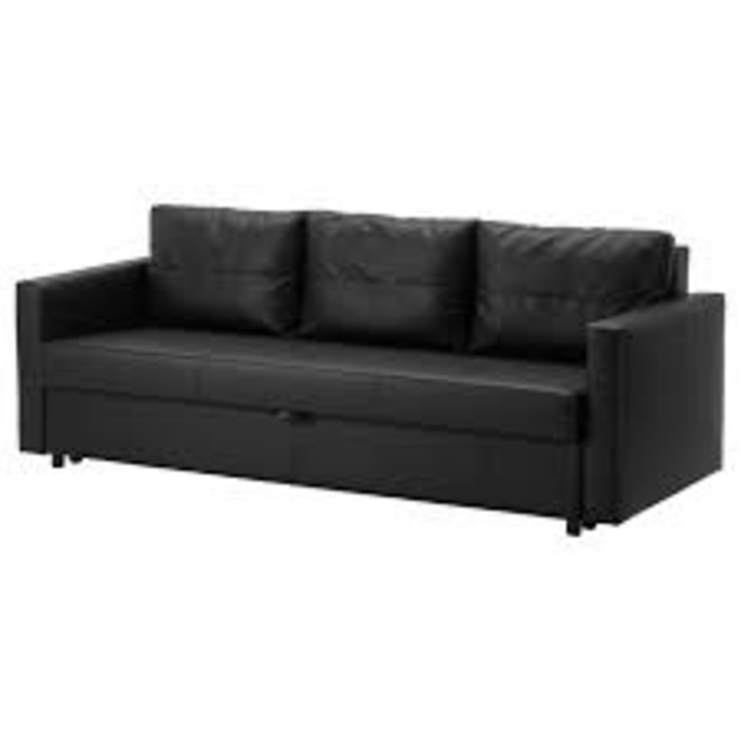 IKEA FRIHETEN Black Leather Sofa - image-4