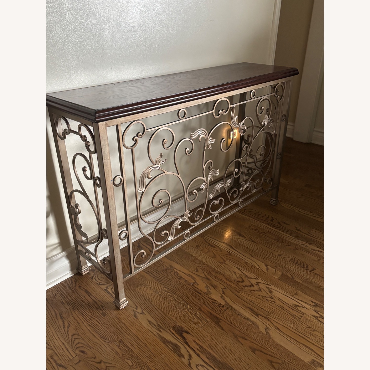 Pier 1 Imports Ornate Metal and Dark Wood Entryway Console Table  - image-1