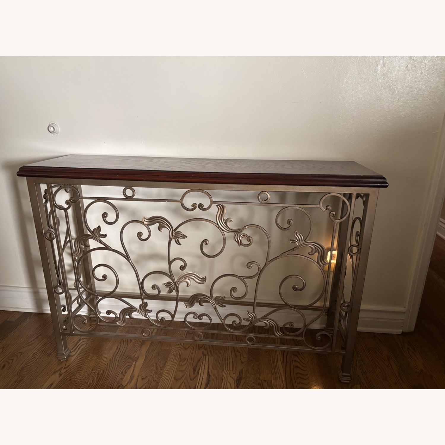Pier 1 Imports Ornate Metal and Dark Wood Entryway Console Table  - image-2