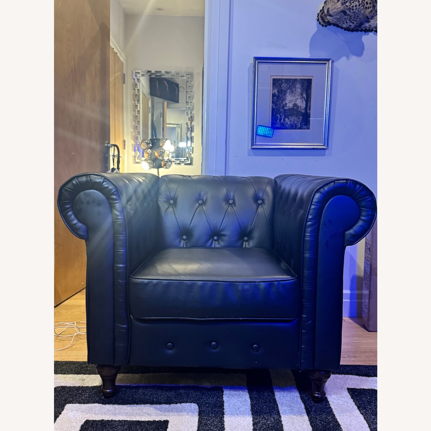 Faux Leather Chesterfield Armchair - image-1
