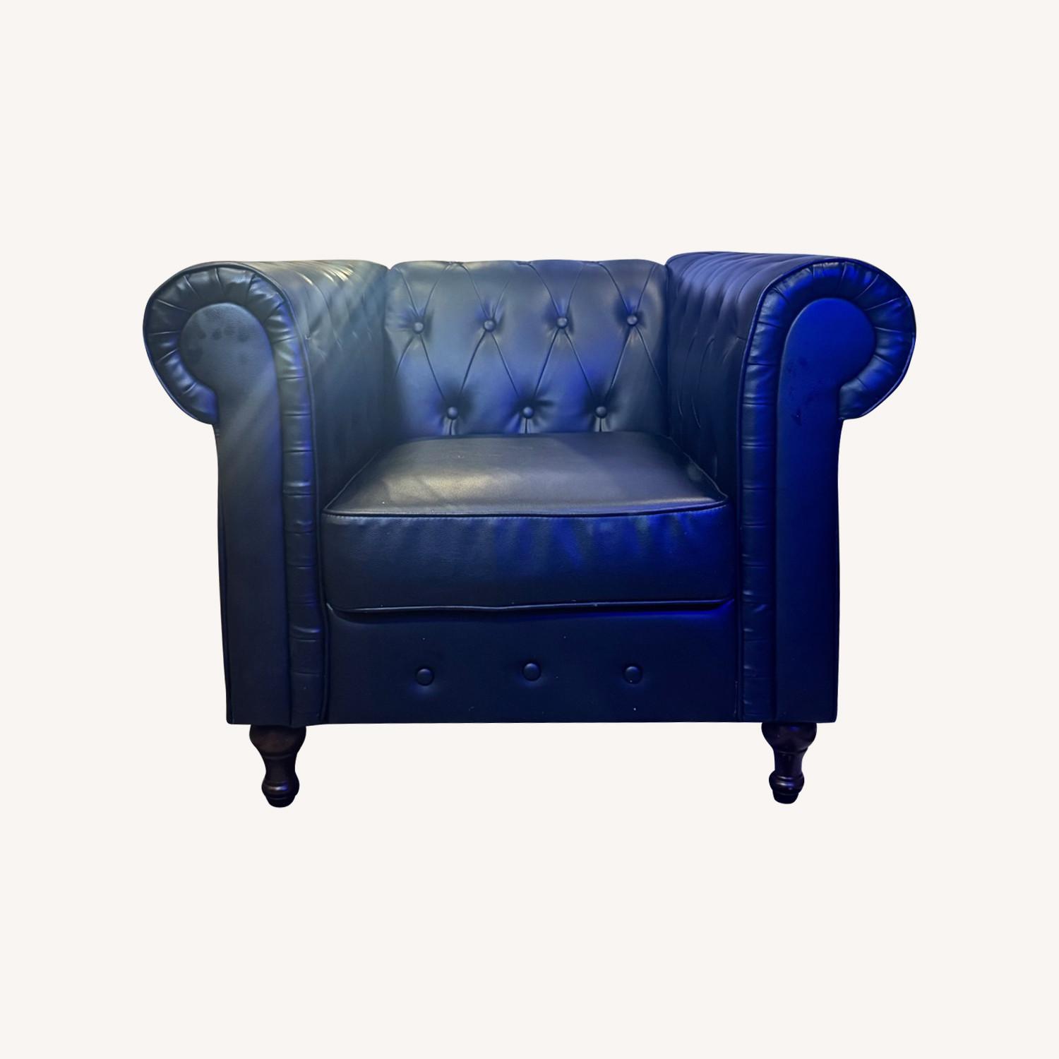 Faux Leather Chesterfield Armchair - image-0