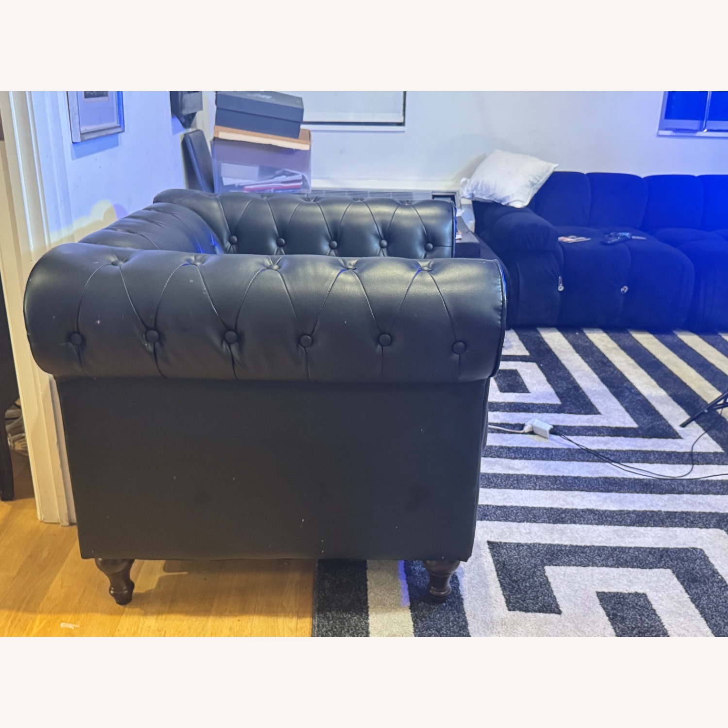 Faux Leather Chesterfield Armchair - image-3