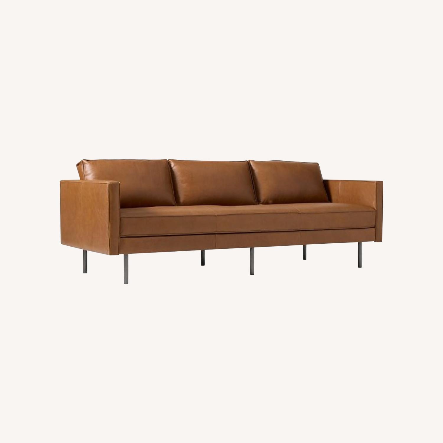 West Elm Leather Medium Tan Large Sofa  - image-0