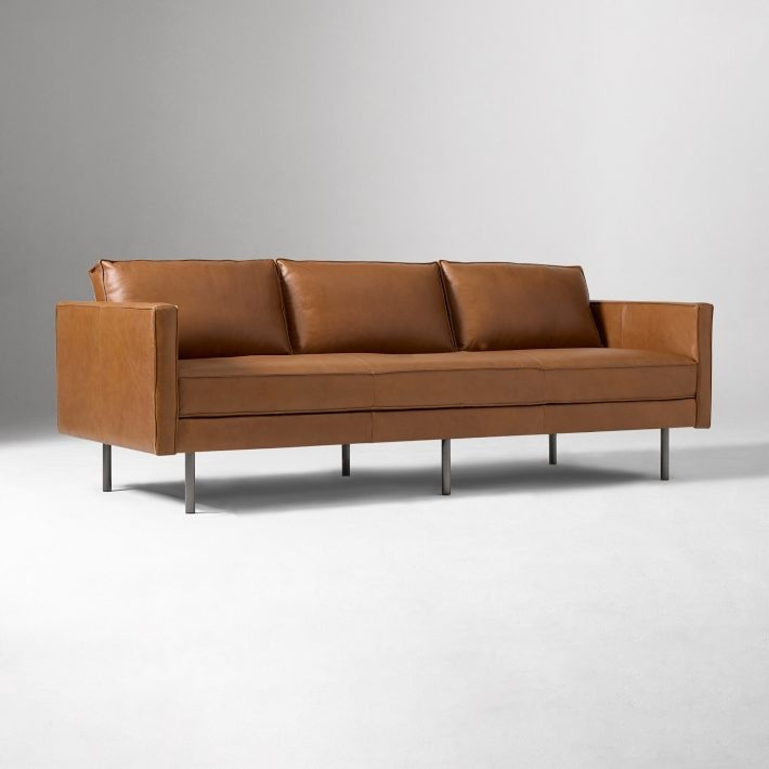 West Elm Leather Medium Tan Large Sofa  - image-4