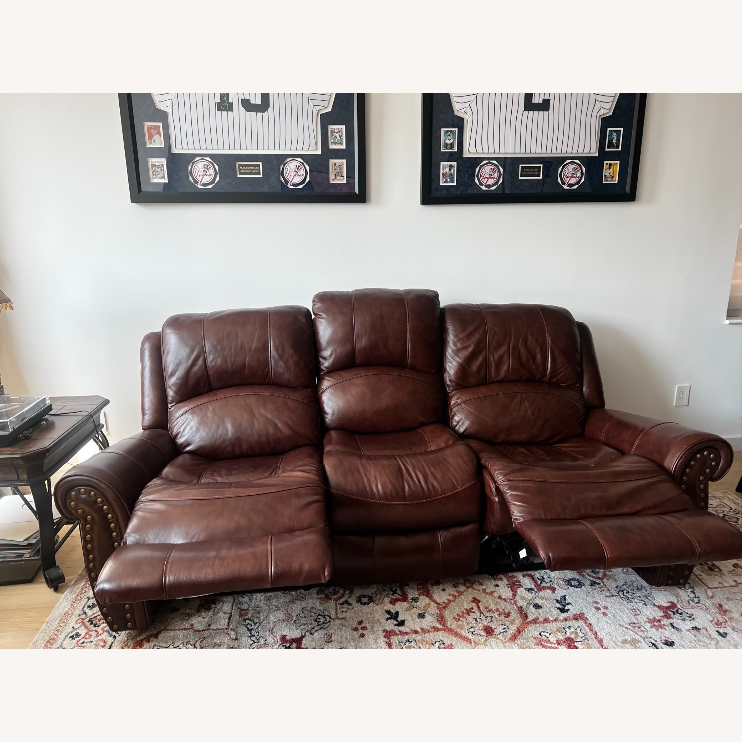 Raymour & Flanigan Brown 3-Seat Leather Recliner - image-7