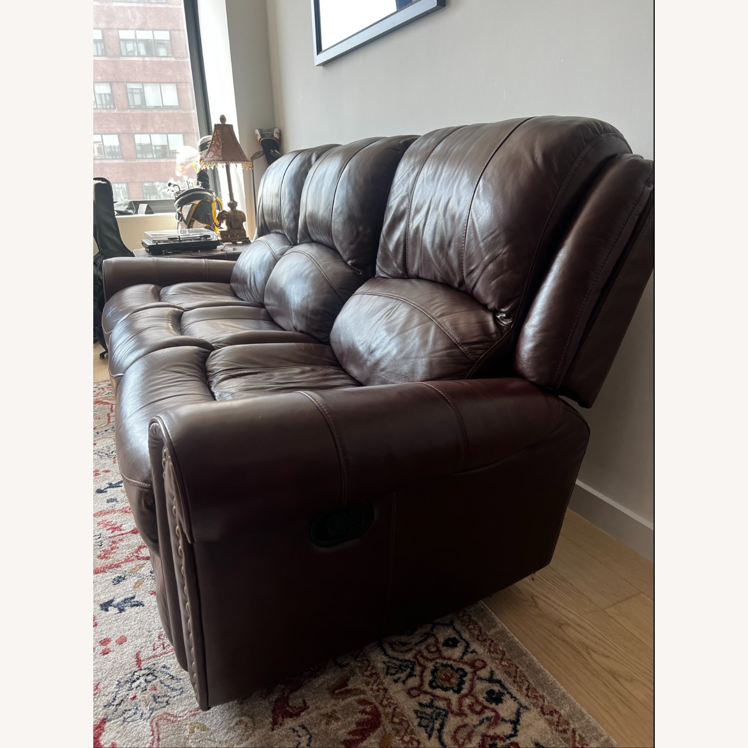 Raymour & Flanigan Brown 3-Seat Leather Recliner - image-3