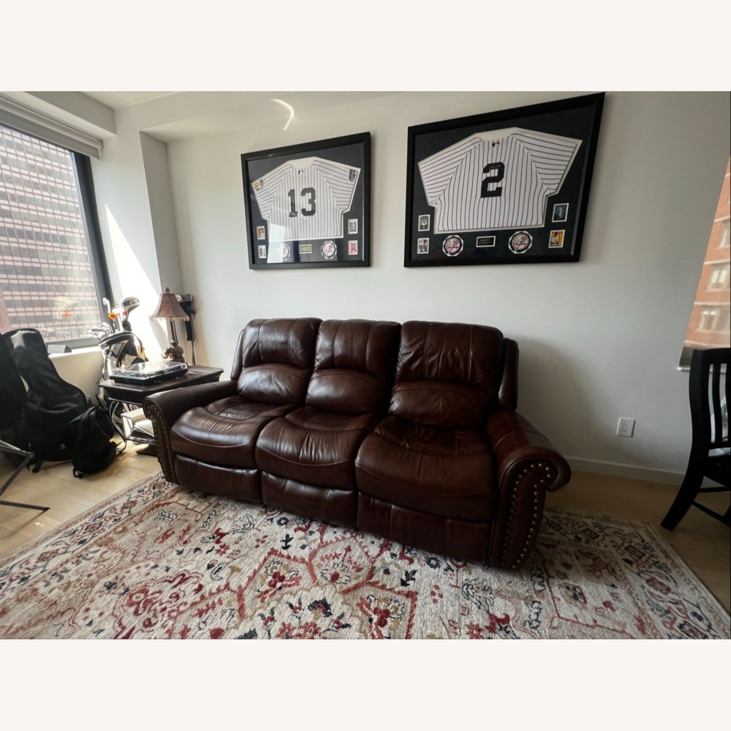 Raymour & Flanigan Brown 3-Seat Leather Recliner - image-2