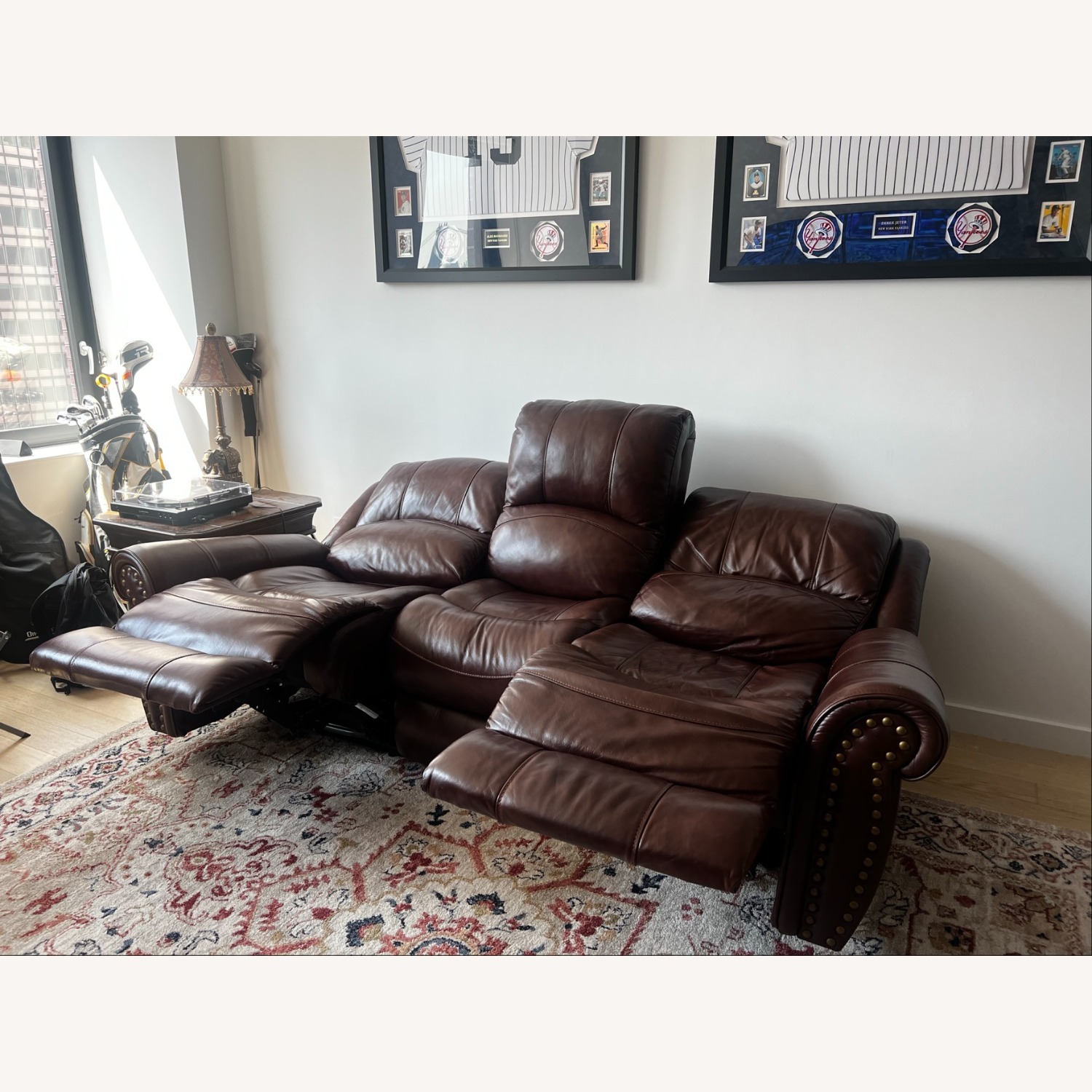 Raymour & Flanigan Brown 3-Seat Leather Recliner - image-8