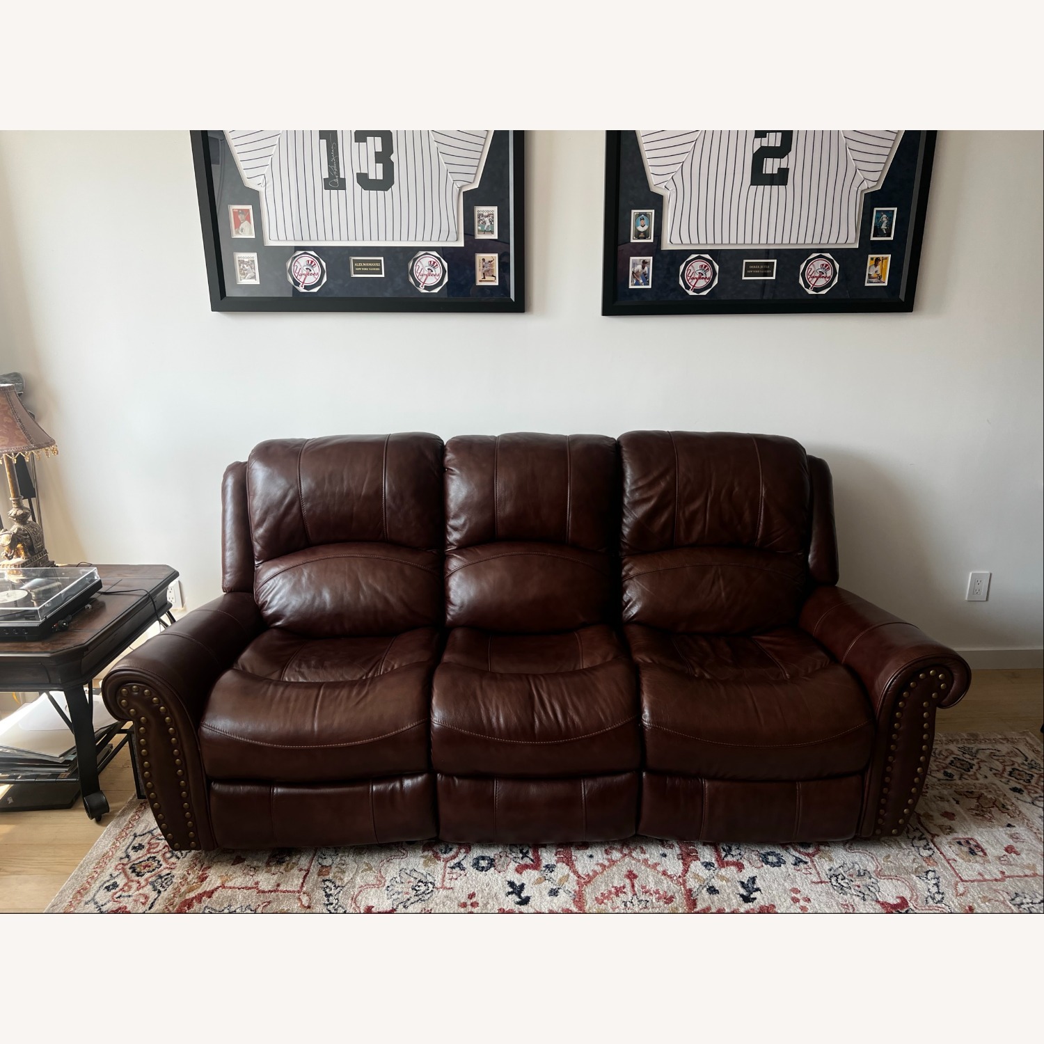Raymour & Flanigan Brown 3-Seat Leather Recliner - image-5