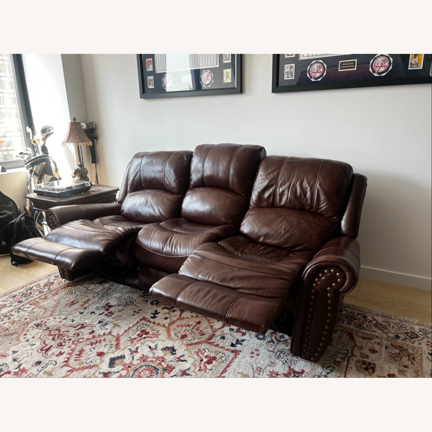 Raymour & Flanigan Brown 3-Seat Leather Recliner - image-4