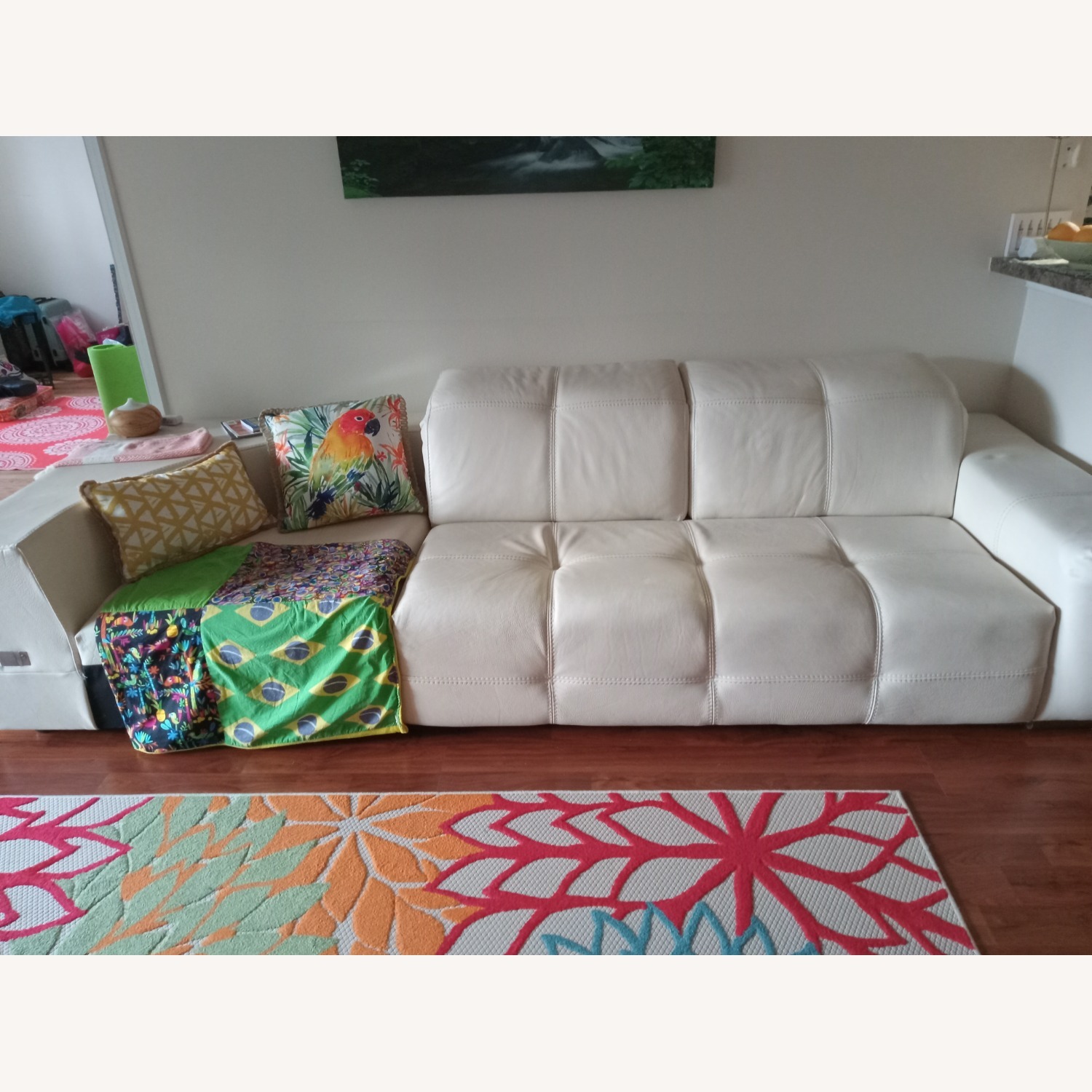 White Leather 3 Pieces Sectional - image-2