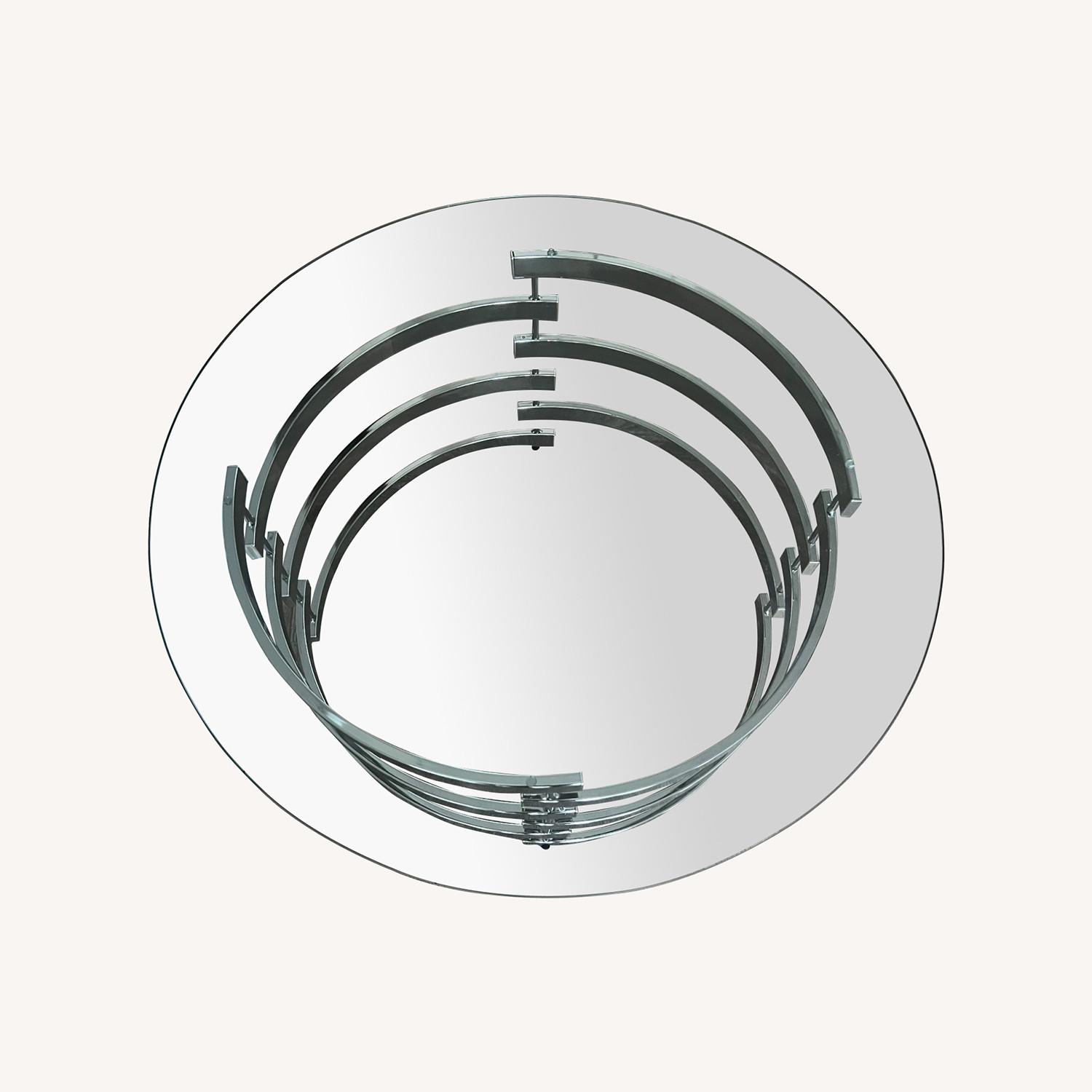 Glass Metal Silver Coffee Table - image-0