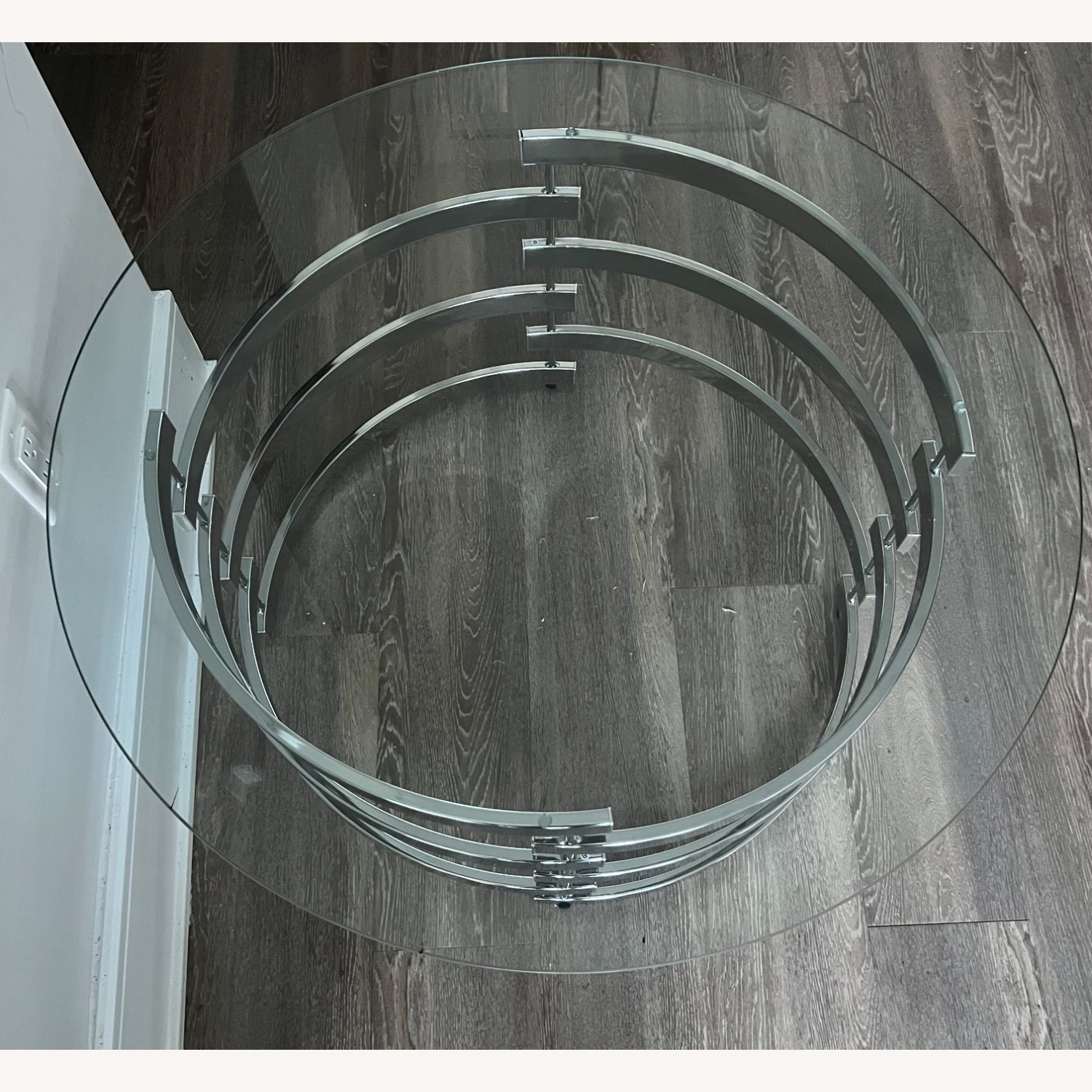 Glass Metal Silver Coffee Table - image-1