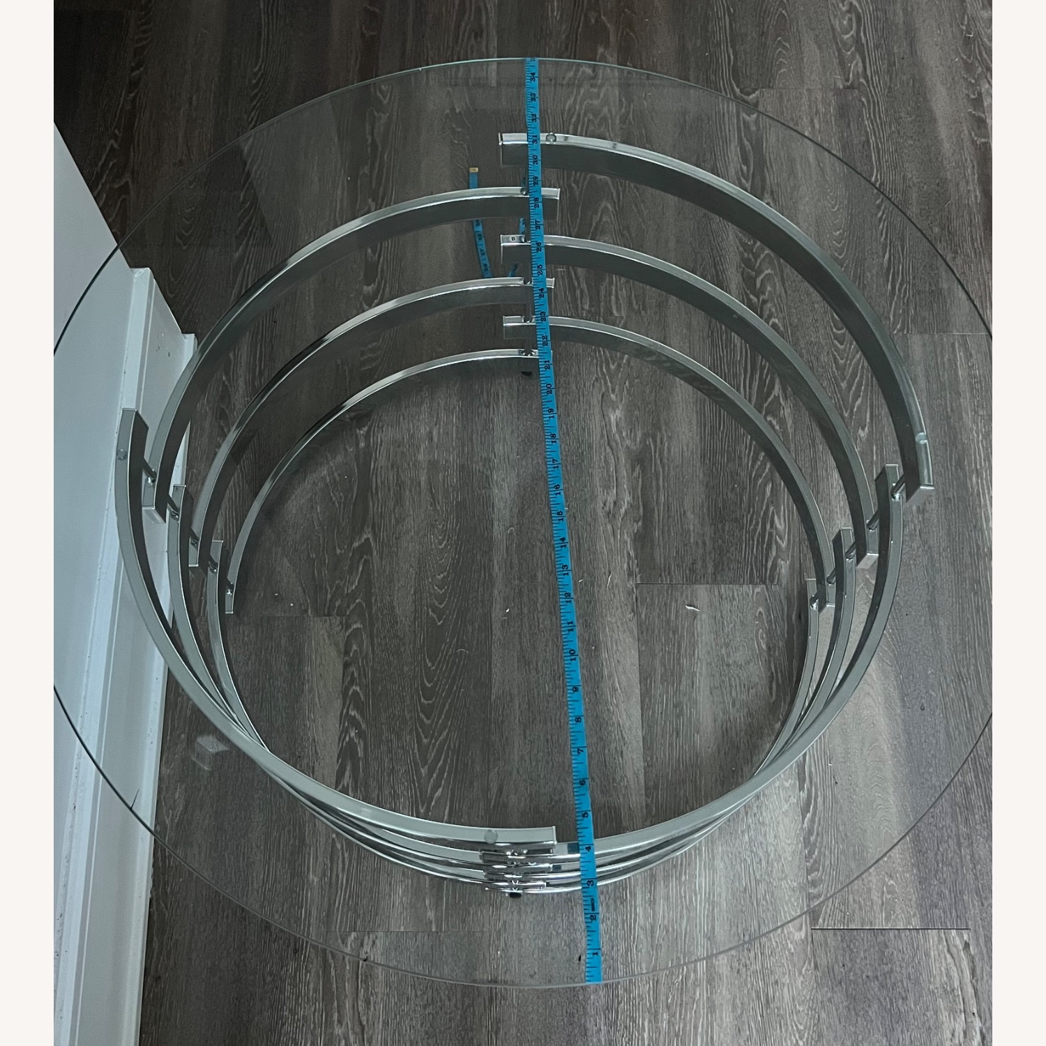 Glass Metal Silver Coffee Table - image-3