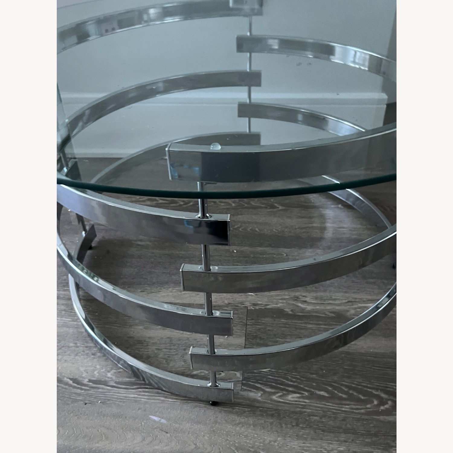 Glass Metal Silver Coffee Table - image-2