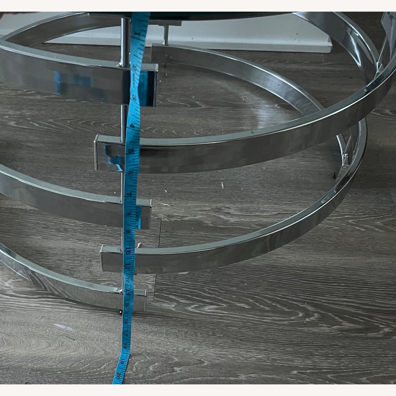 Glass Metal Silver Coffee Table - image-5