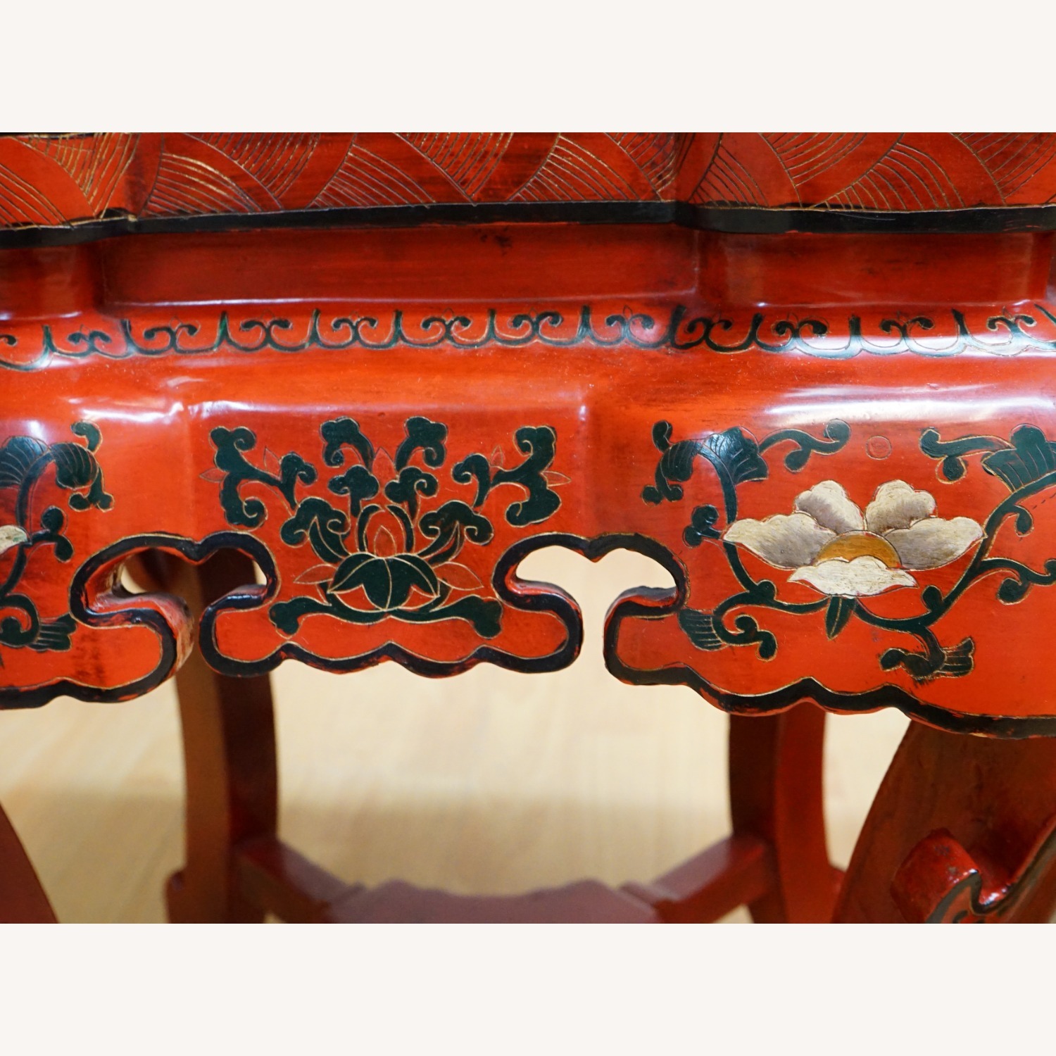 Pair of Chinese Red Lacquered  Table Stools - image-12