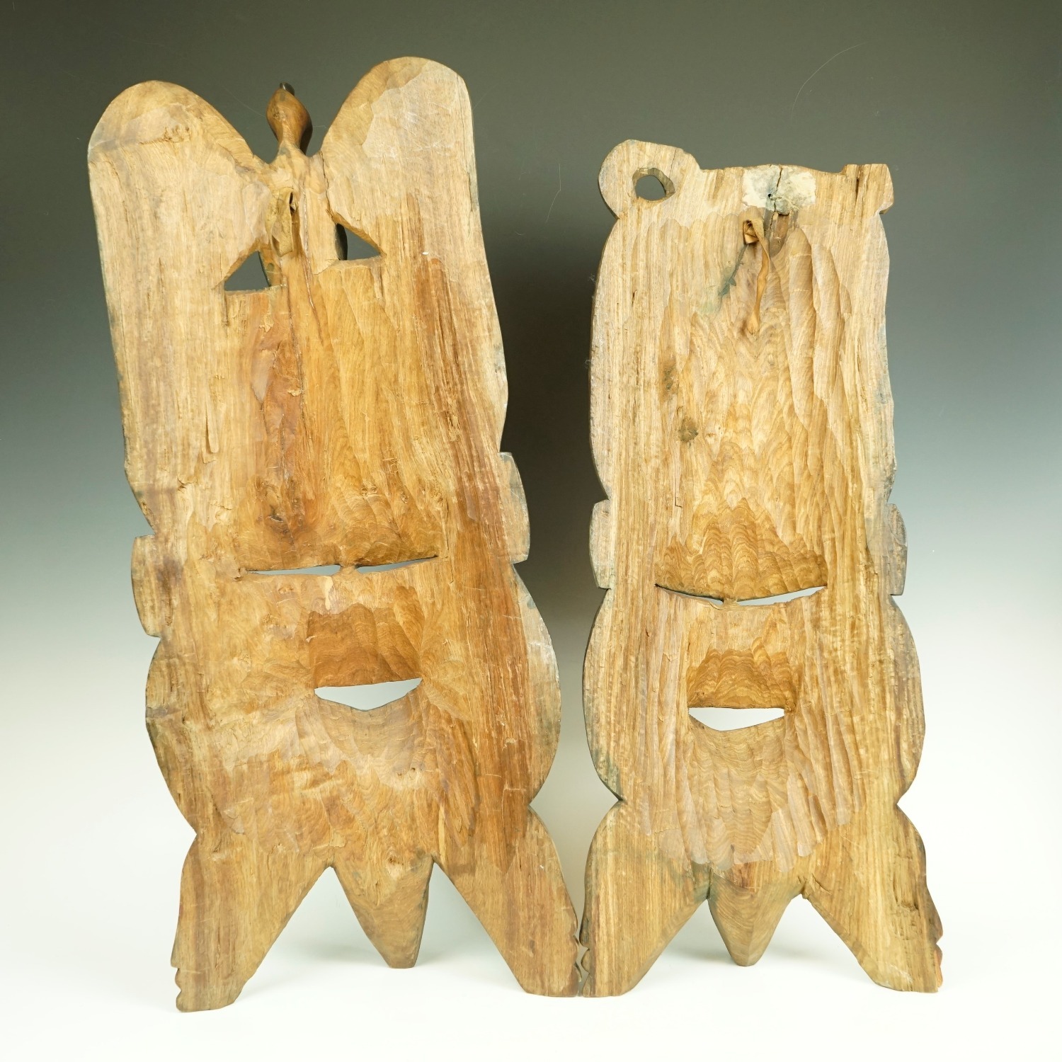 Set of 2 Wooden African Handcarved Tribal Masks - image-3